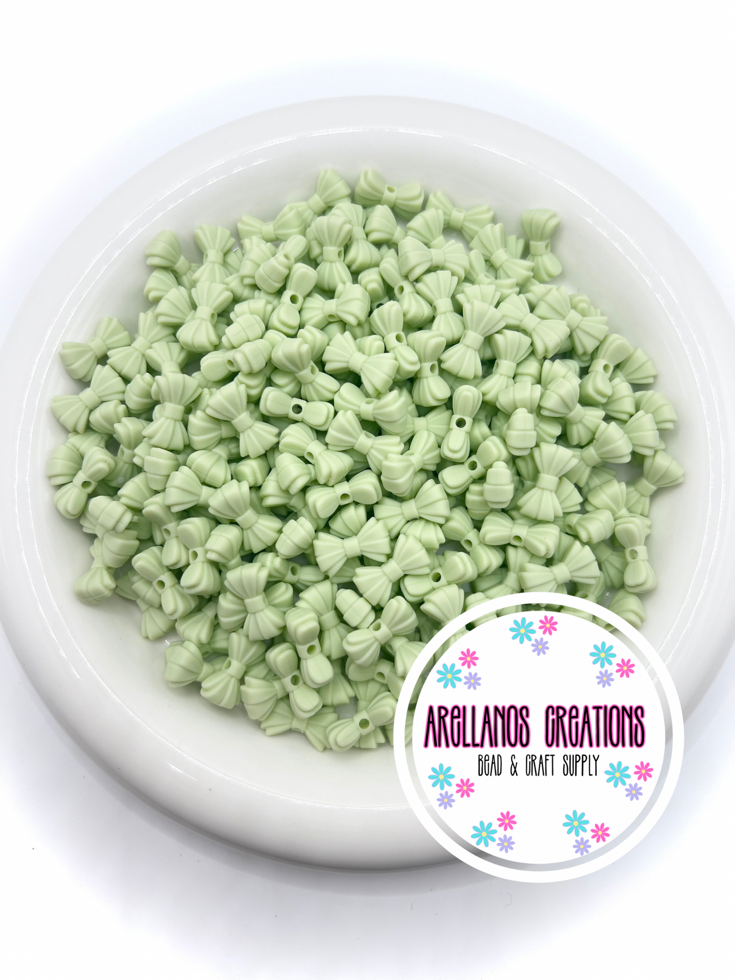 3D MINI pistachio ribbed EXCLUSIVE bow focal