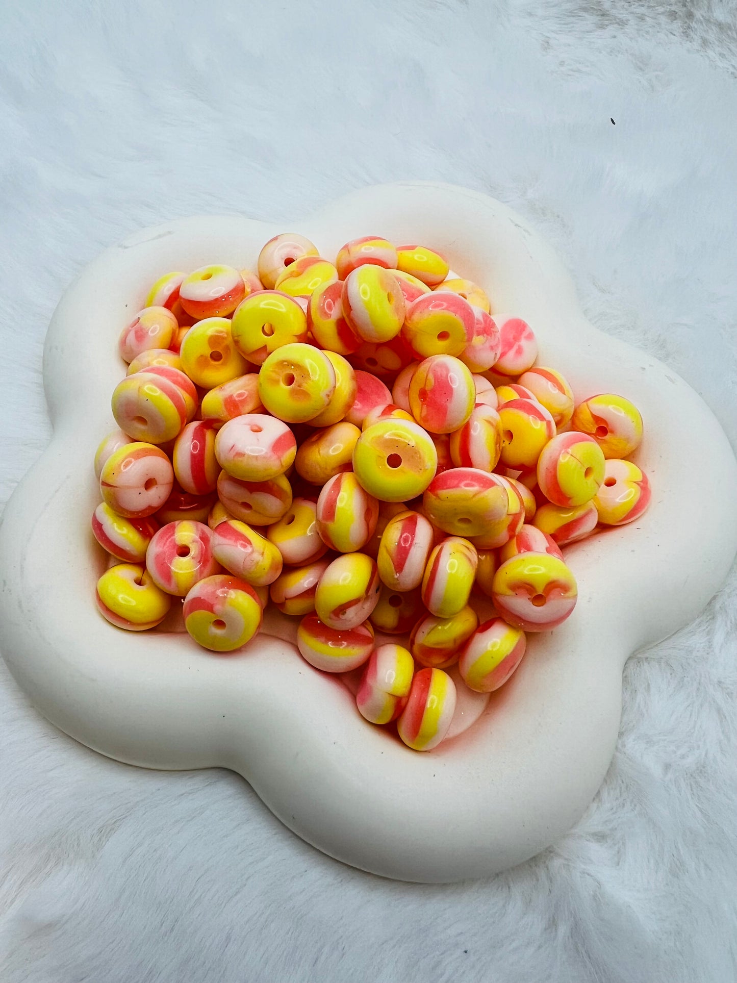 14mm peach ring shiny swirl abacus spacers