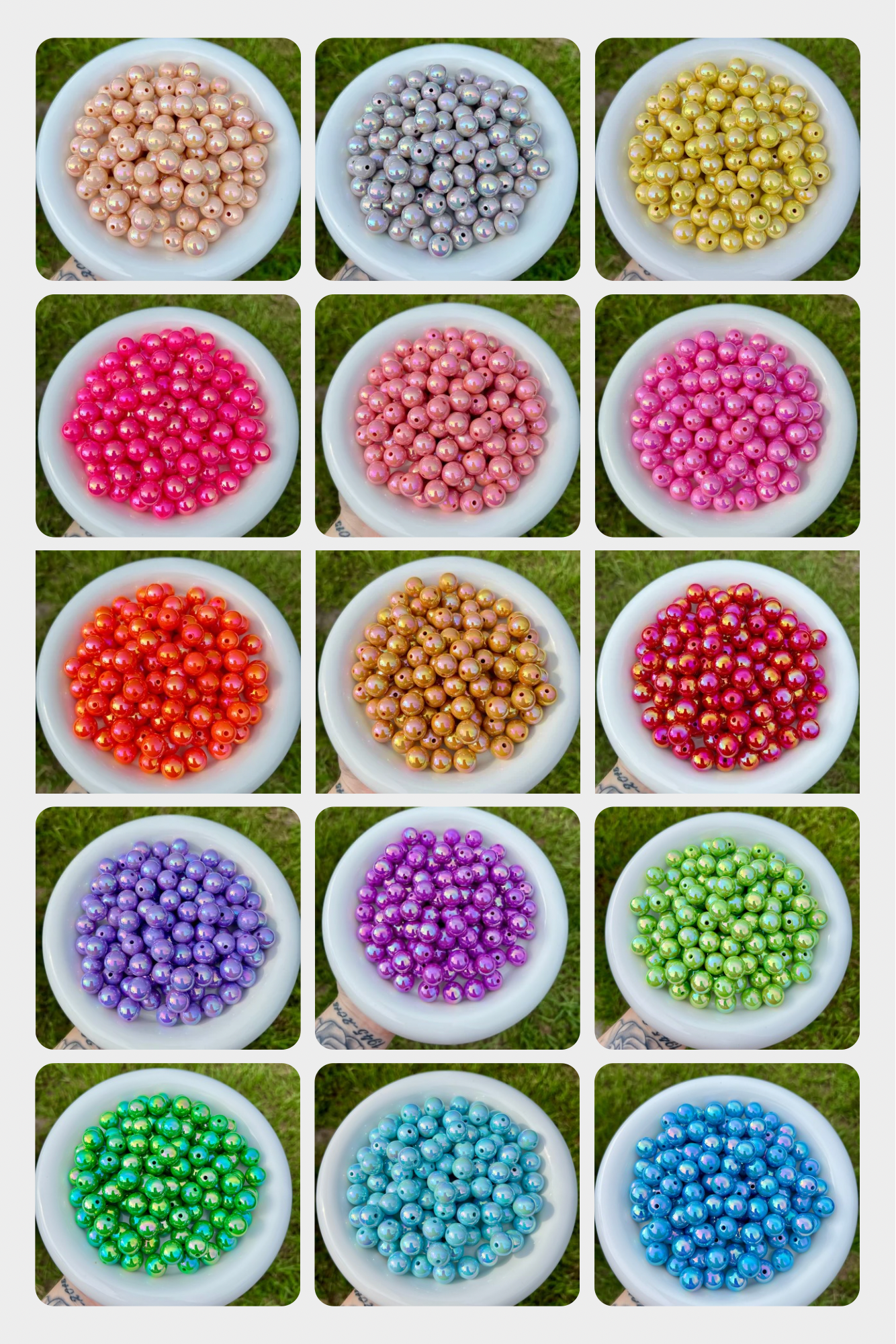 16mm solid iridescent AB acrylic beads (pack of 10)