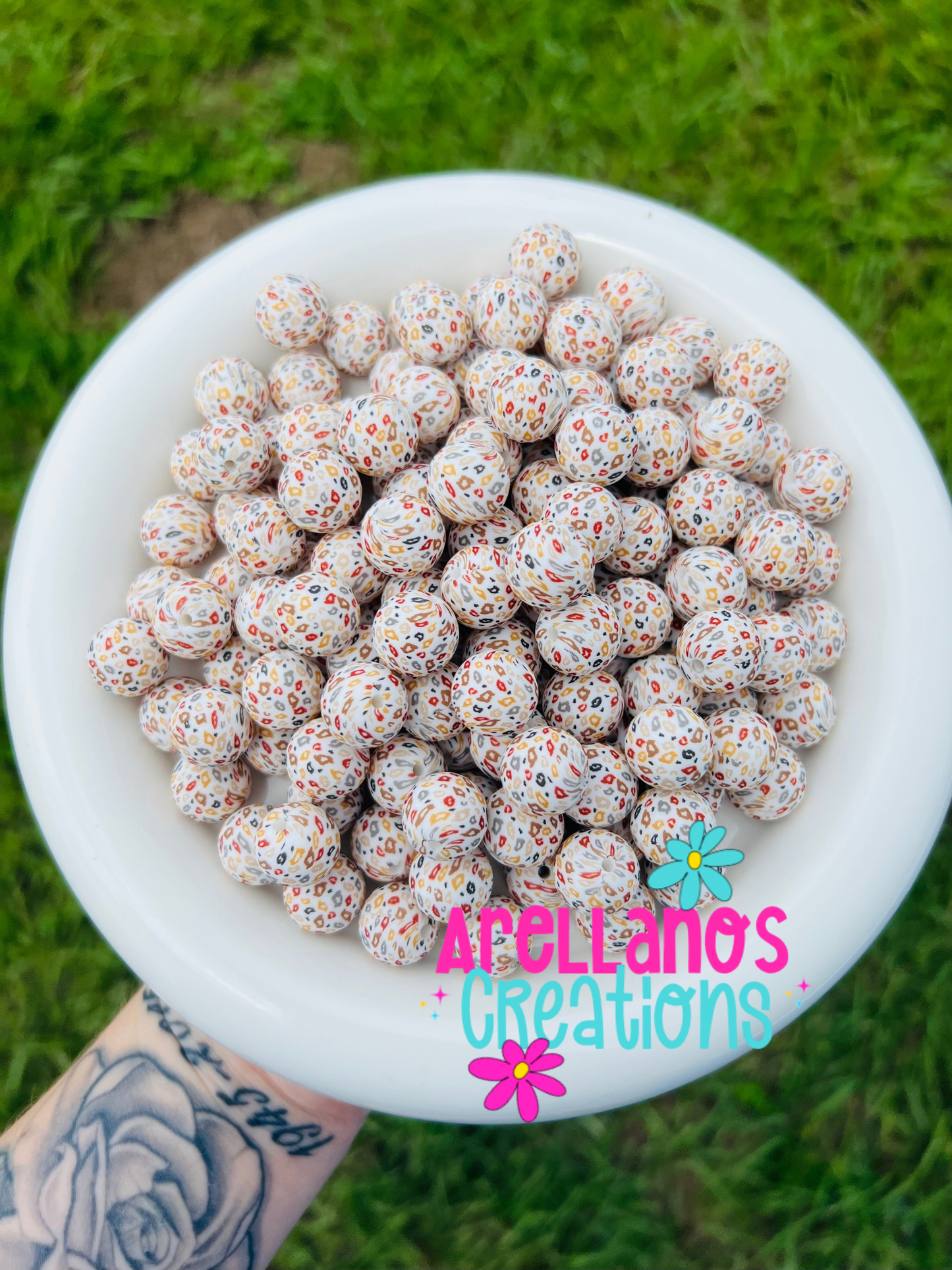 15mm fall cheetah printed silicone beads