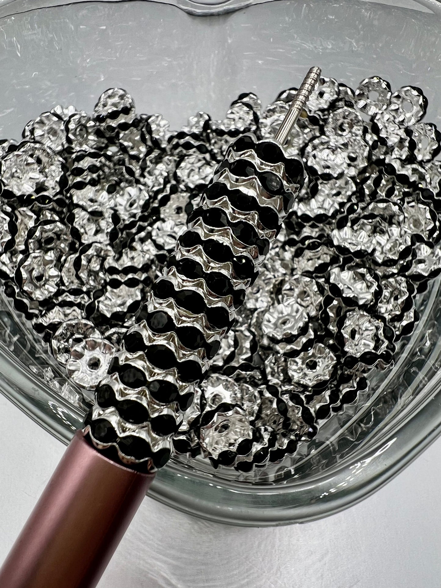 12mm Wavy Rhinestone Spacers - 10 Pack