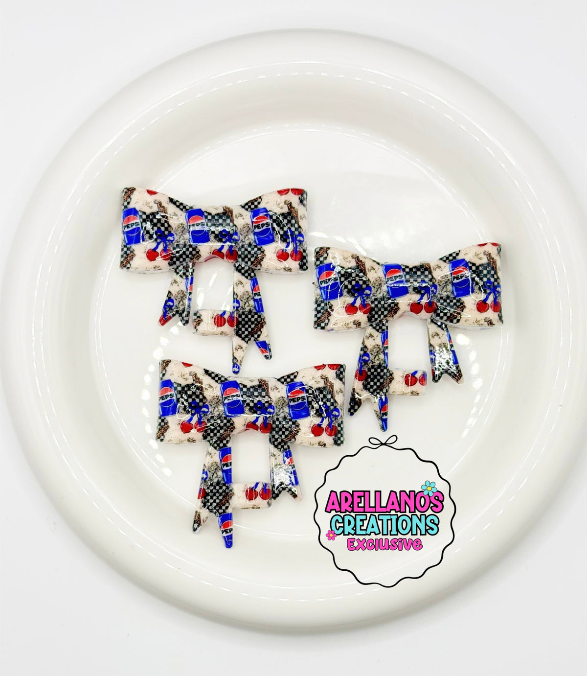 #244 Retro blue soda pop SHINY large bow straw topper (1ct) EXCLUSIVE