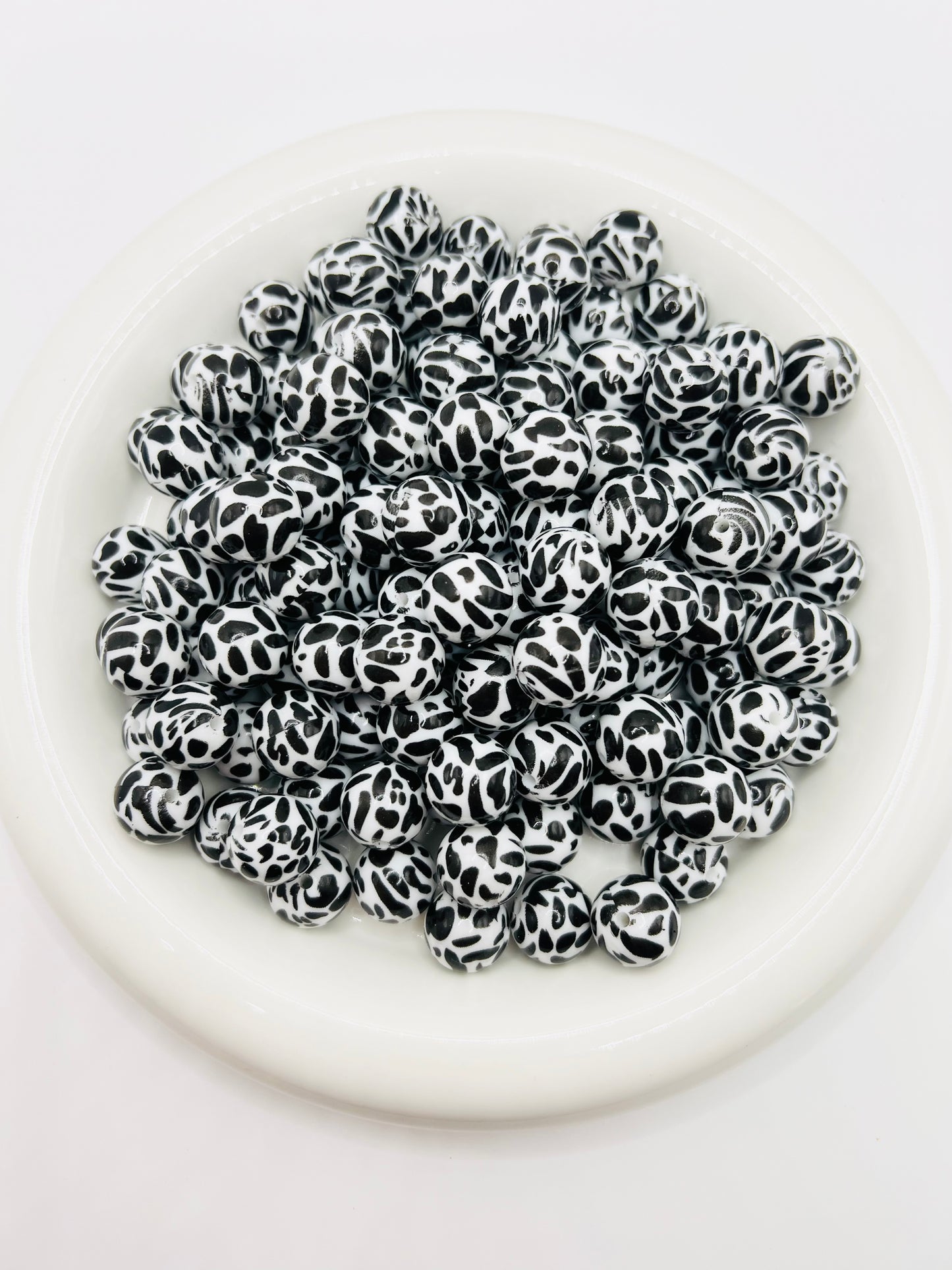15mm cow print liquid silicone beads