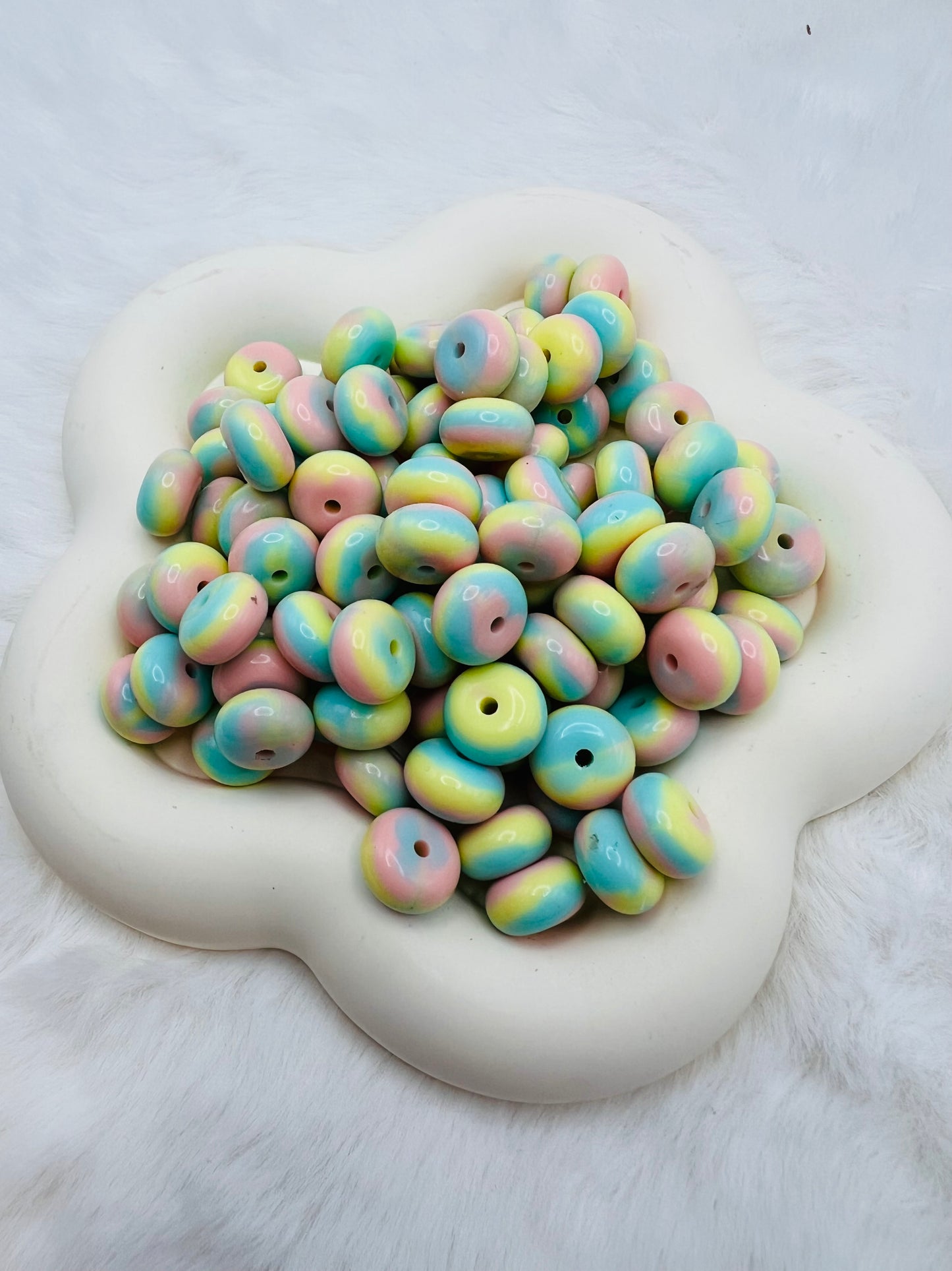 14mm cotton candy shiny swirl abacus spacers