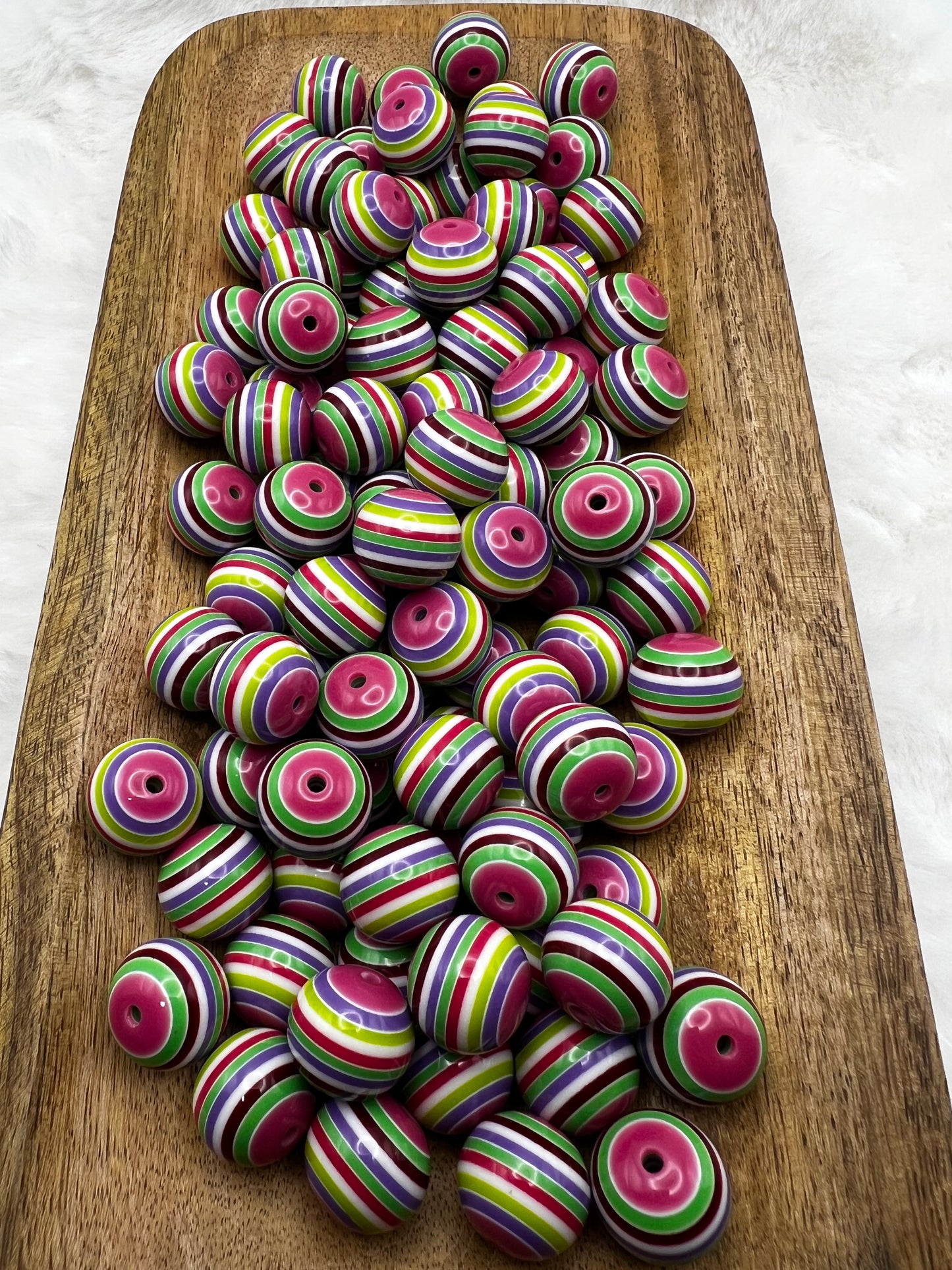 Dark spring striped 20mm bubblegum beads