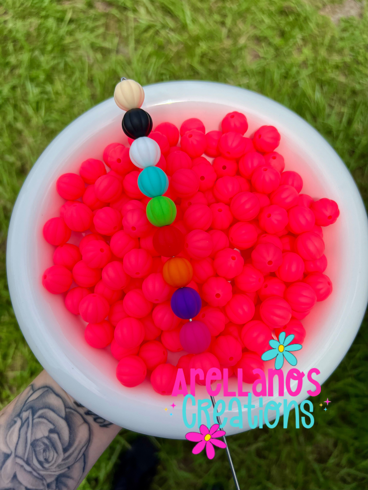 14mm pumpkin silicone beads (10 different color options)