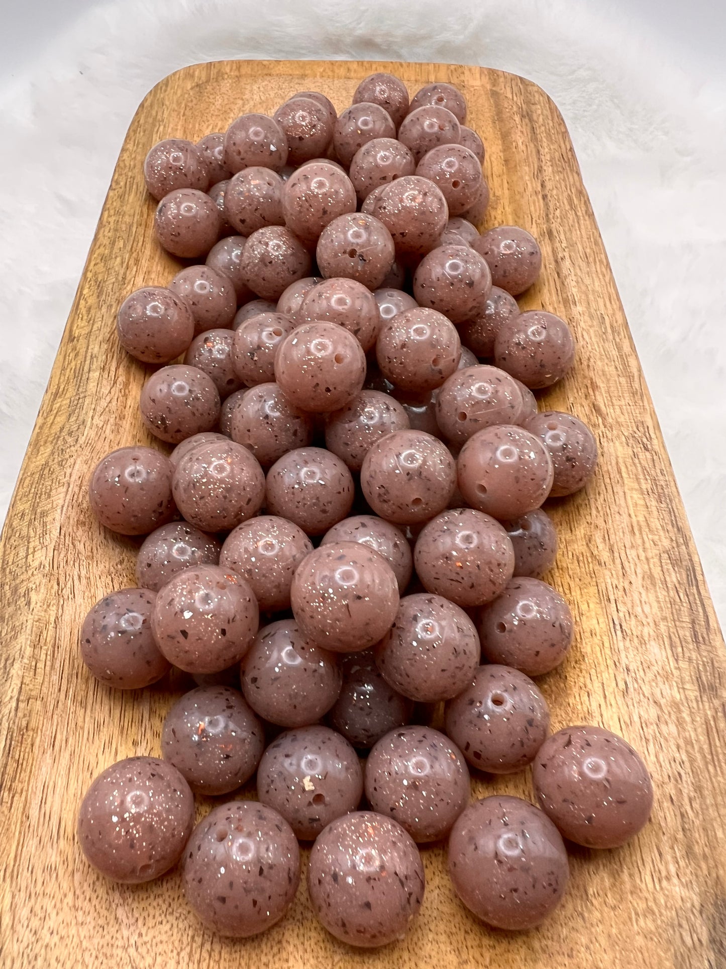 19mm brown shiny glitter silicone beads