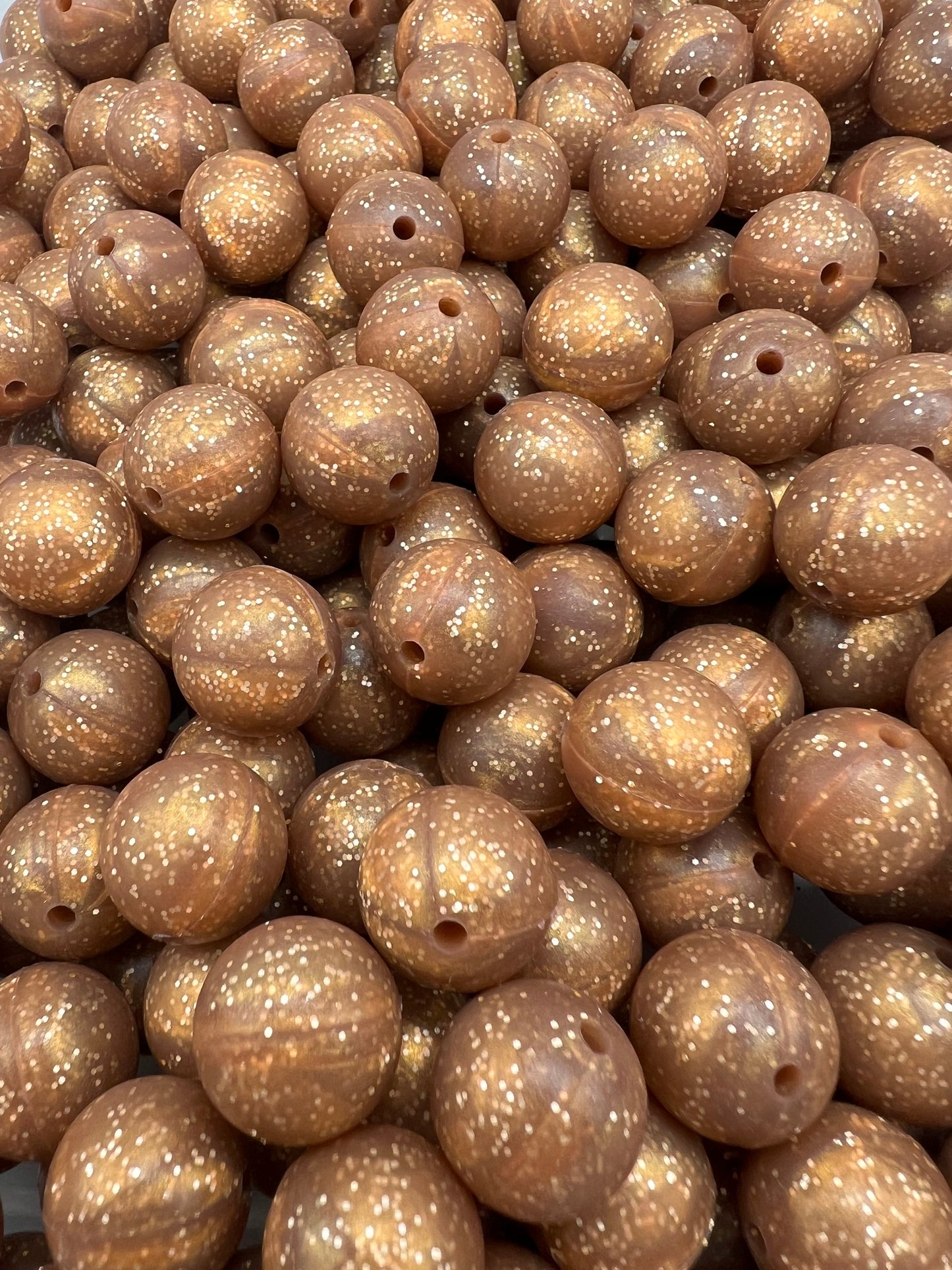 15mm copper glitter silicone beads