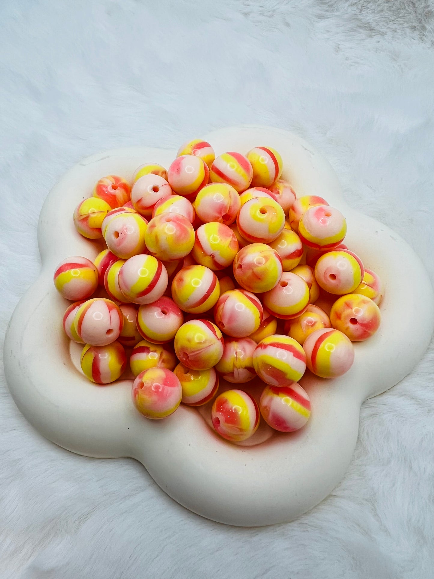 15mm peach ring shiny swirl silicone beads