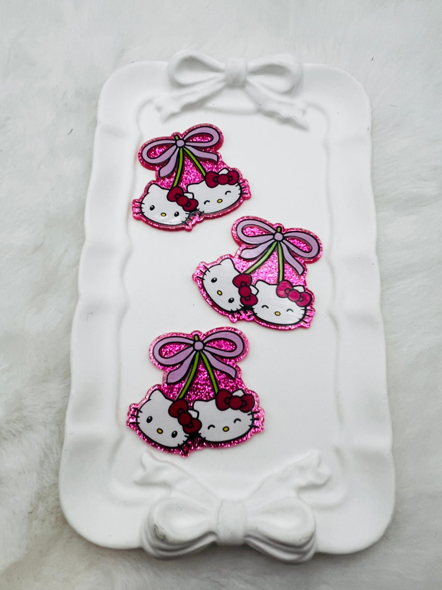 Cherry kitty glitter flatback acrylic
