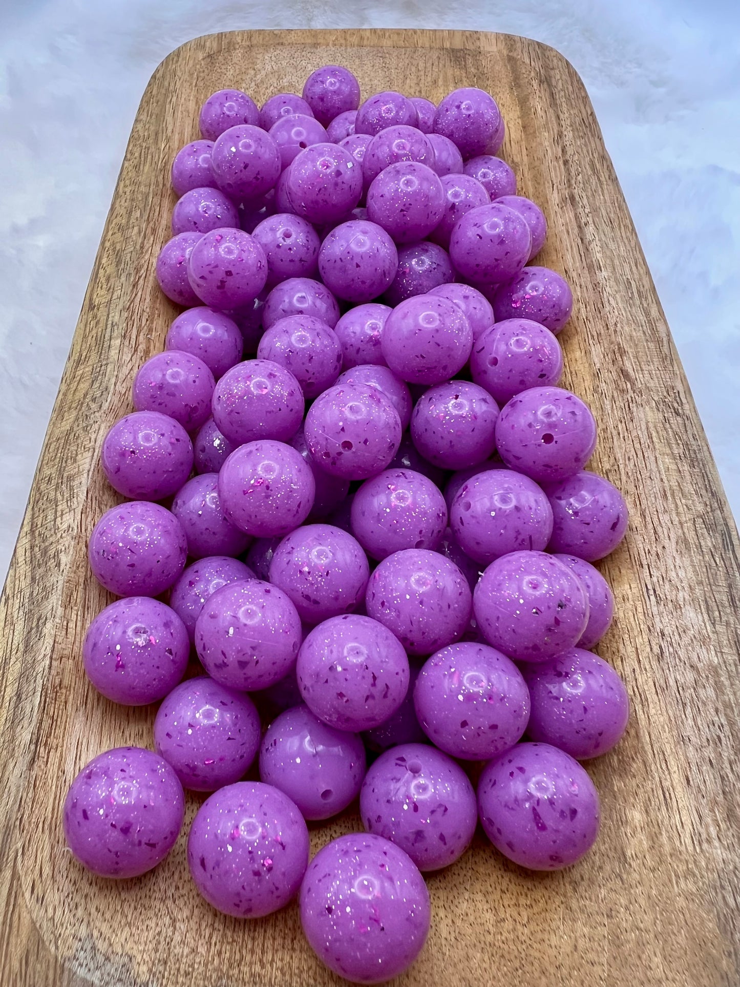 19mm dark purple shiny glitter silicone beads