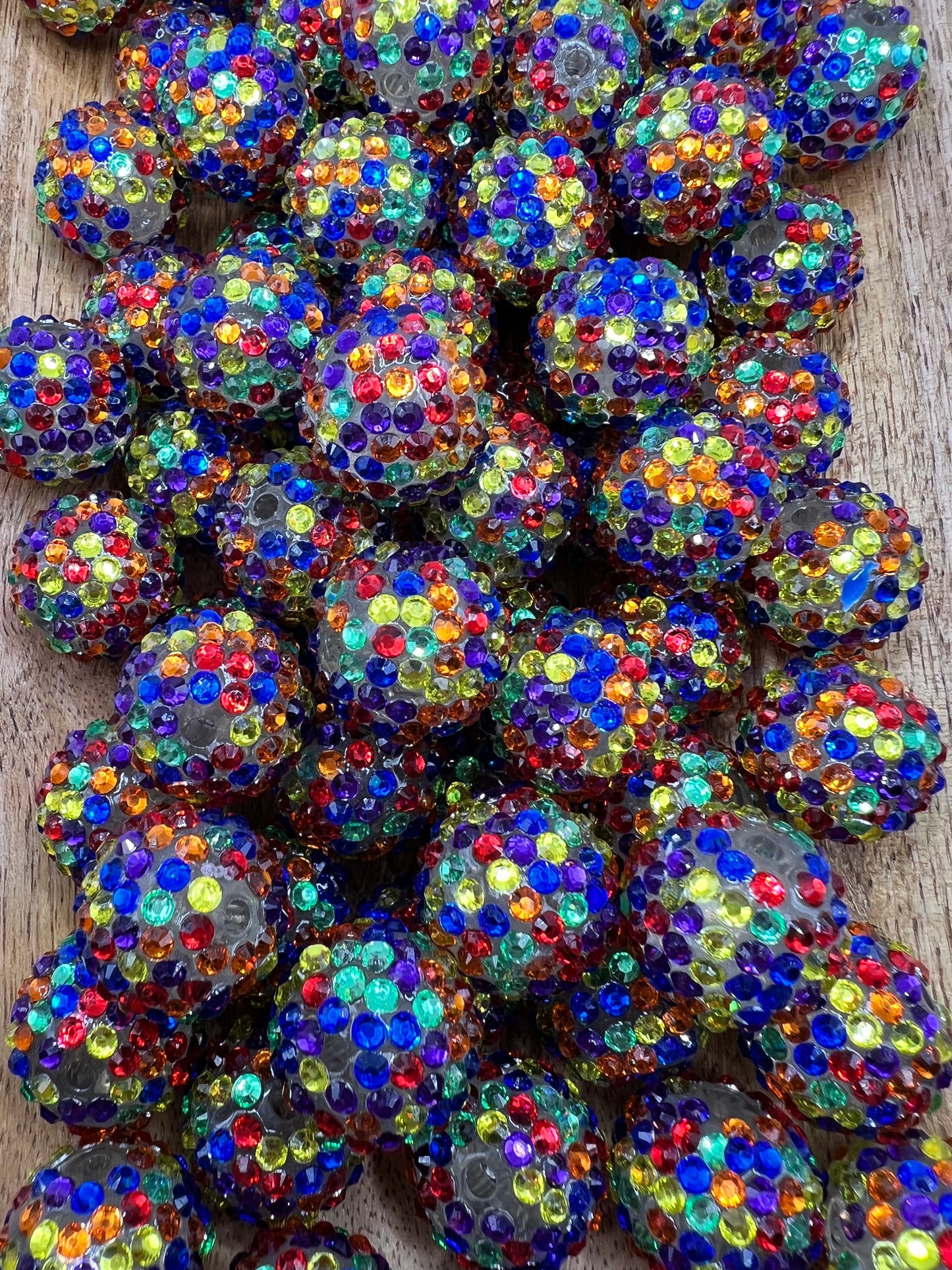 20mm Dark Rainbow Rhinestone Beads