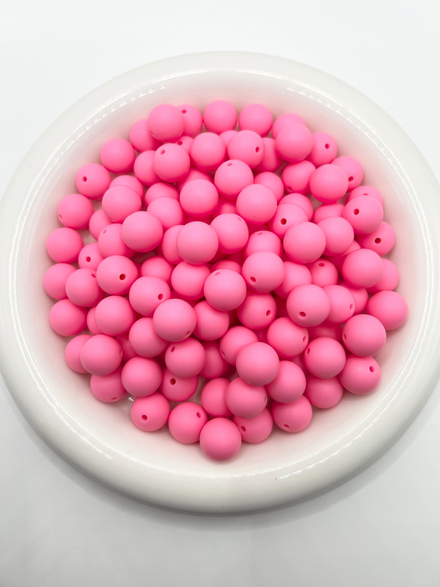 15mm bubblegum pink solid silicone beads