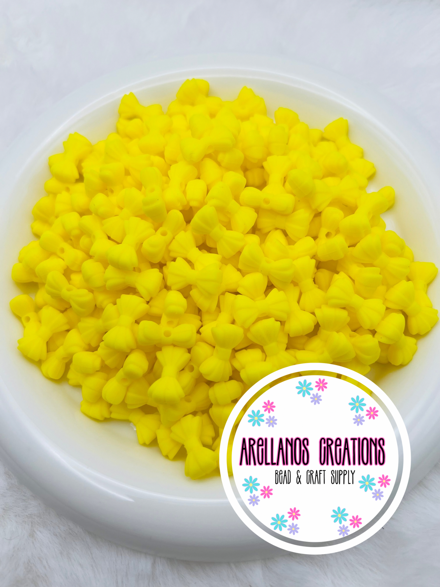 3D MINI neon yellow ribbed bow EXCLUSIVE focal
