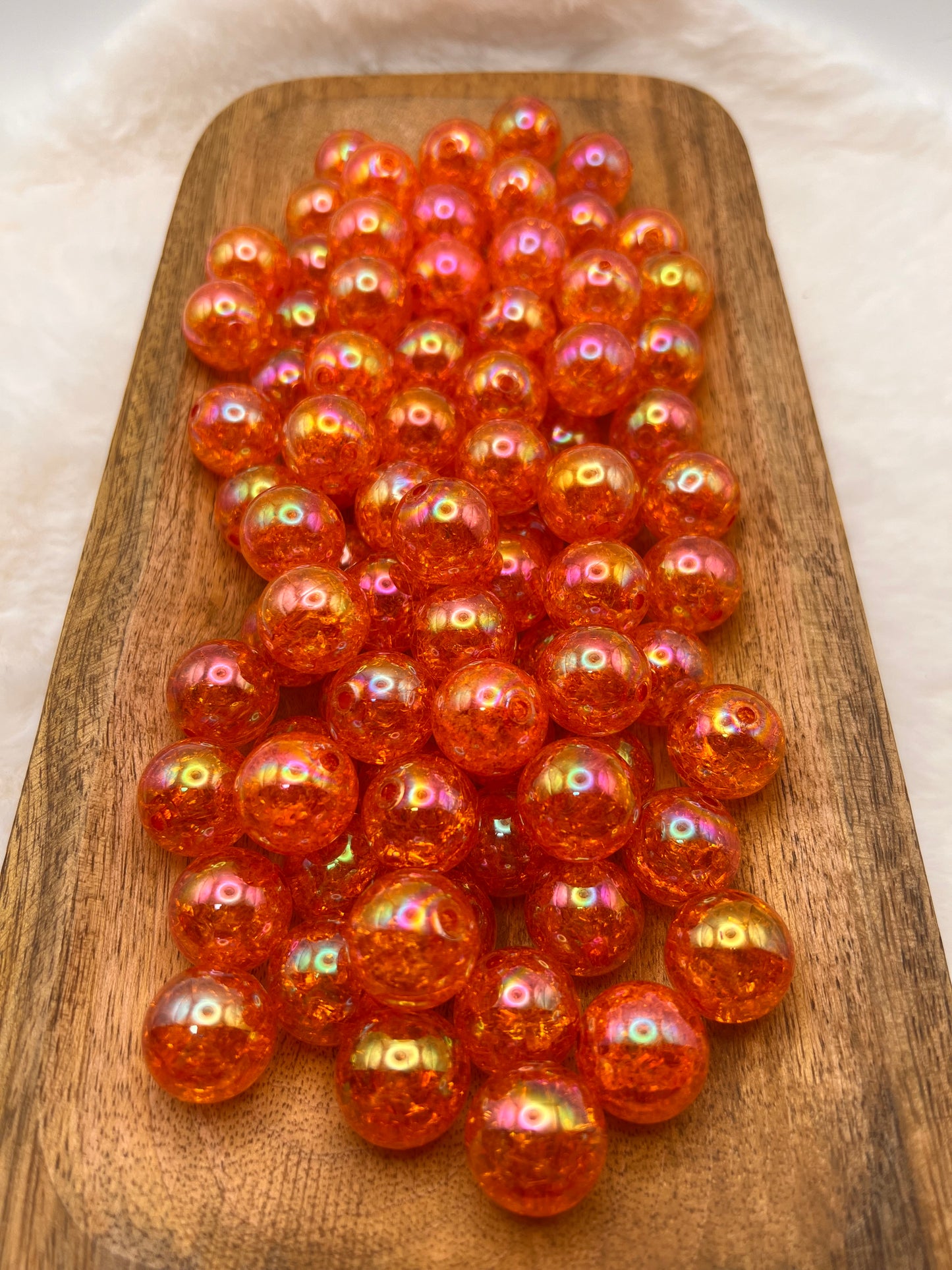 Orange 20mm crackle beads