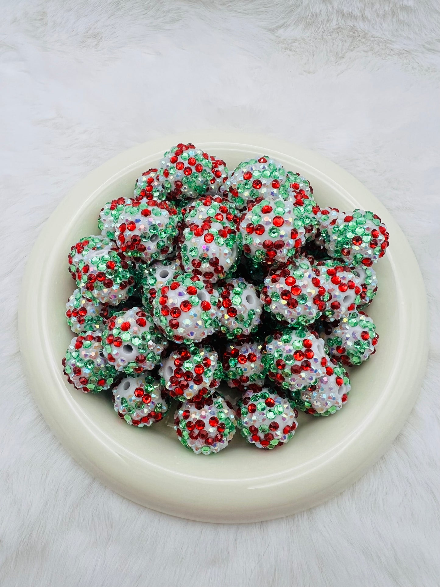 20mm holly jolly confetti rhinestone beads