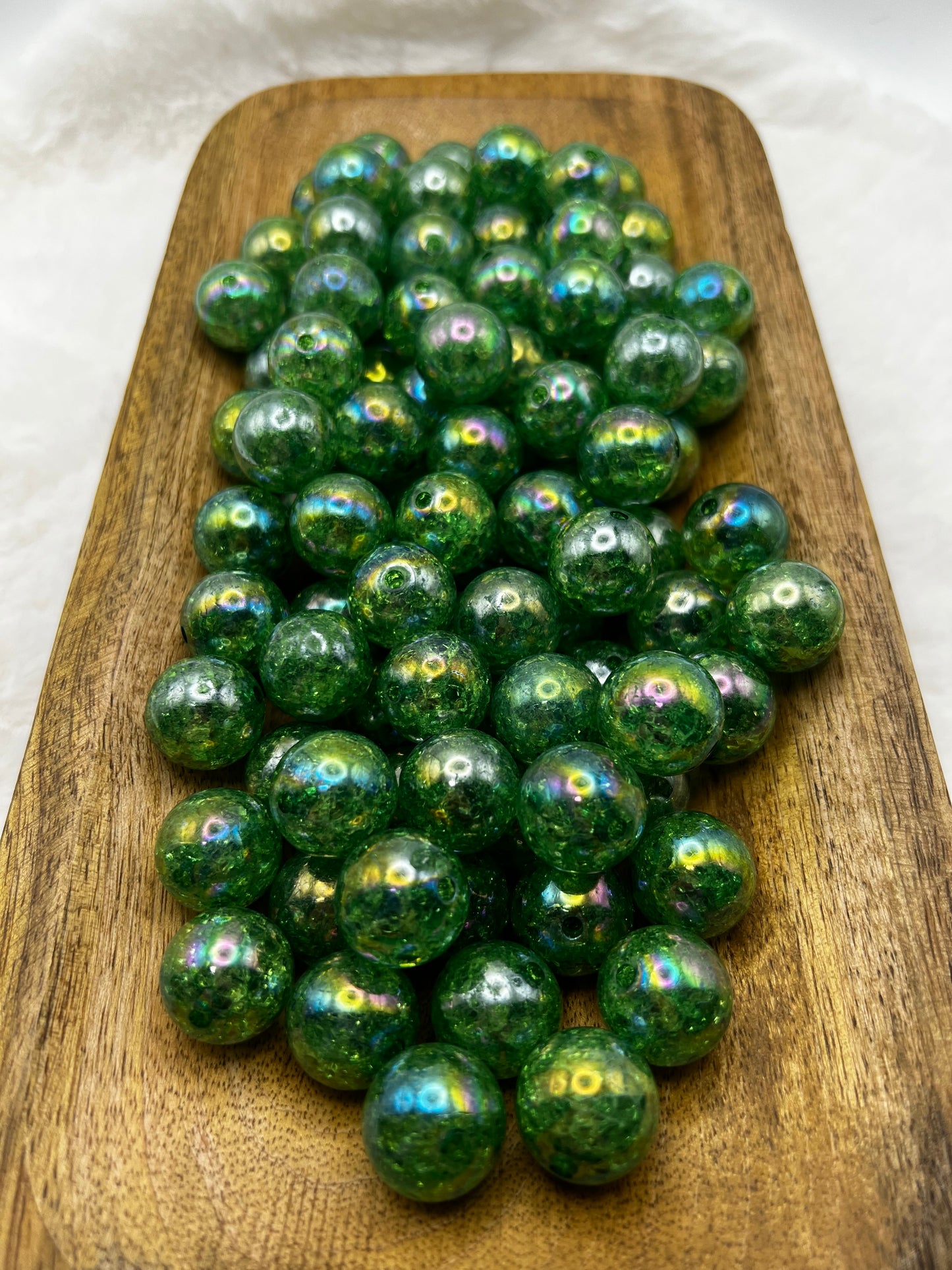 Dark green 20mm crackle beads