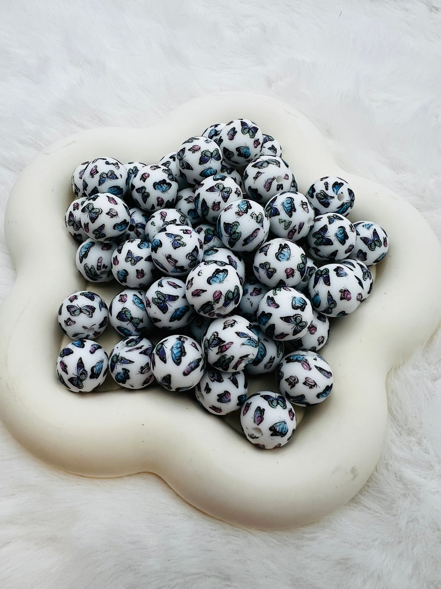 15mm dark butterflies silicone bead