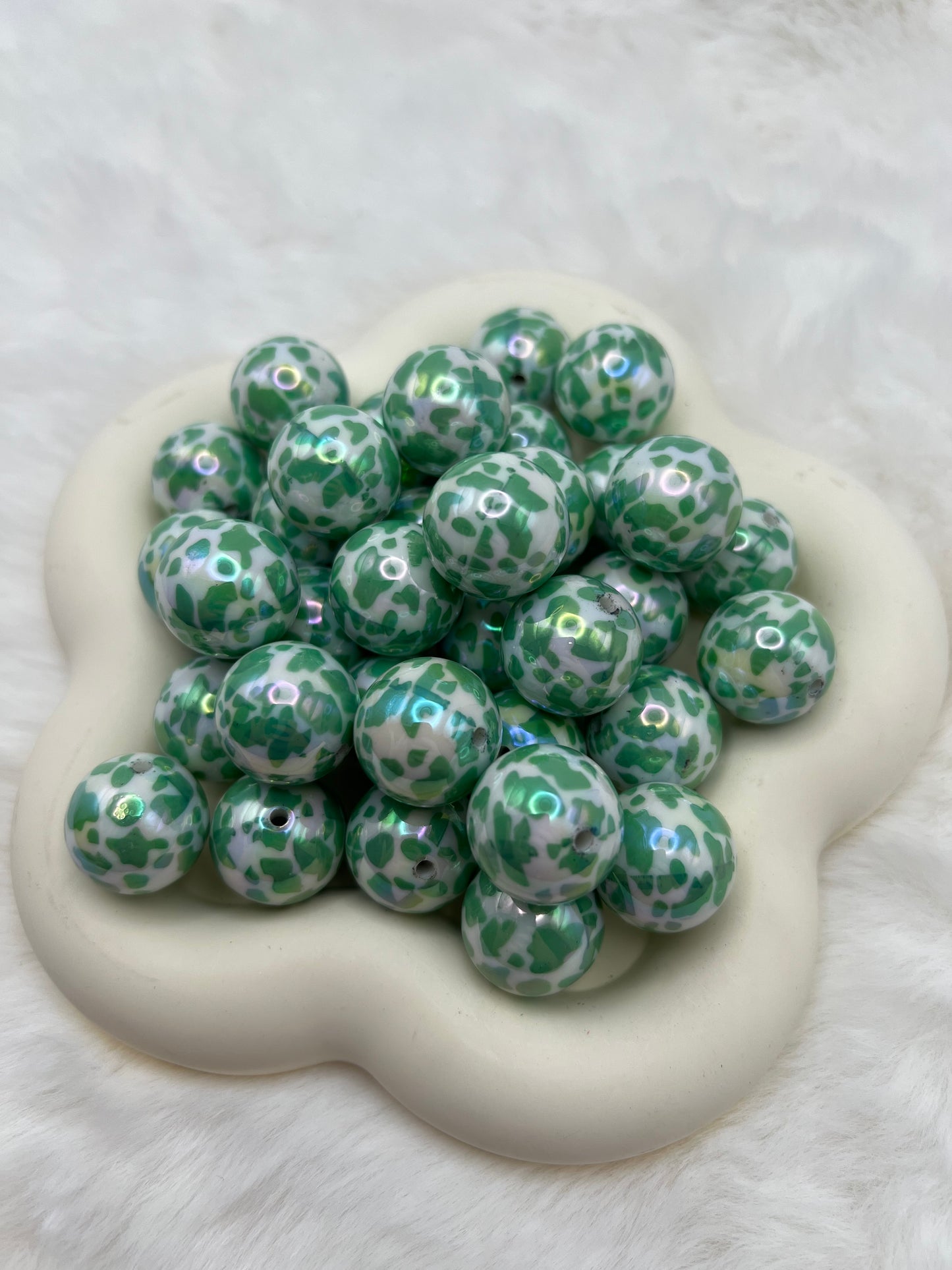 Teal cow print 20mm AB bubblegum gum