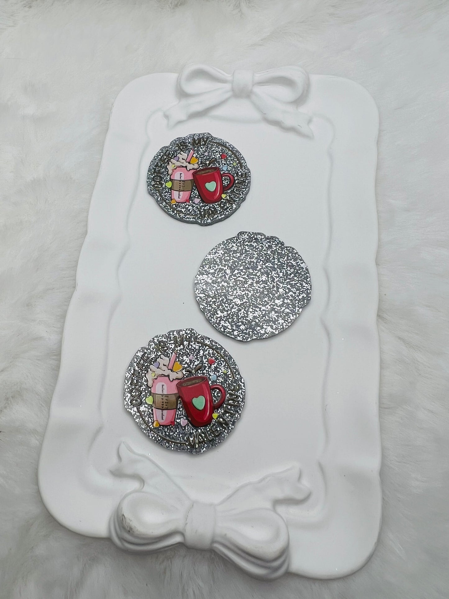 Coffee is my valentine glitter flatback acrylic