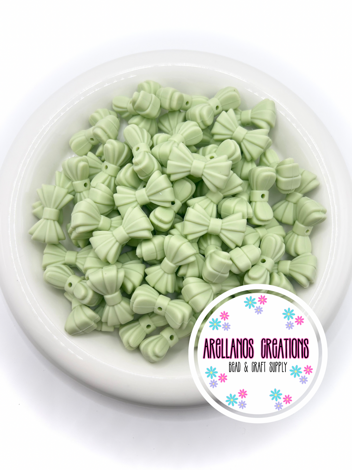 3D pistachio ribbed EXCLUSIVE bow focal