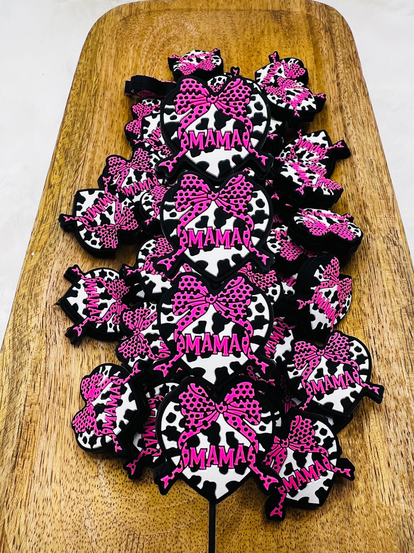 Cow print mama heart focal