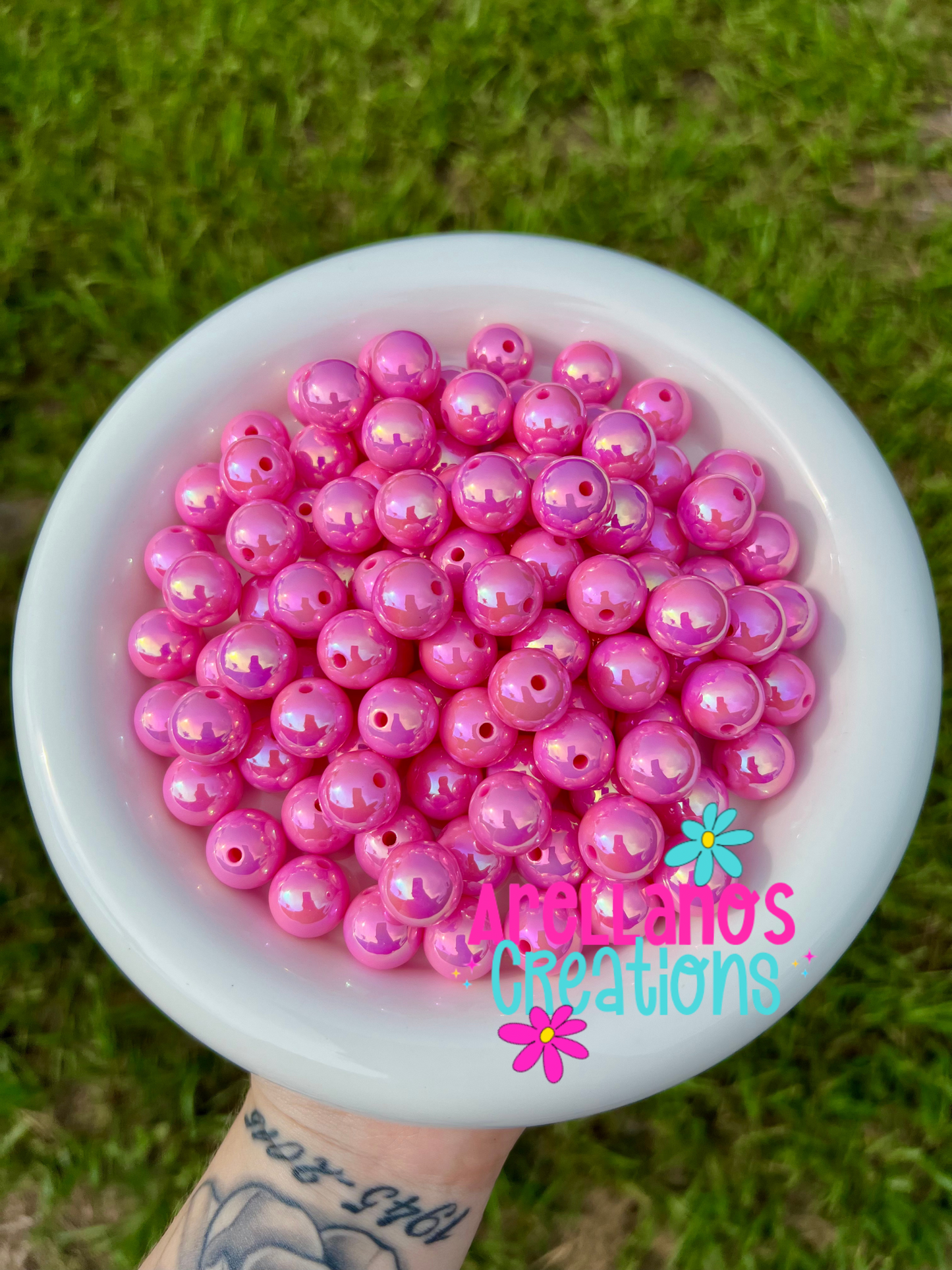 16mm solid iridescent AB acrylic beads (pack of 10)