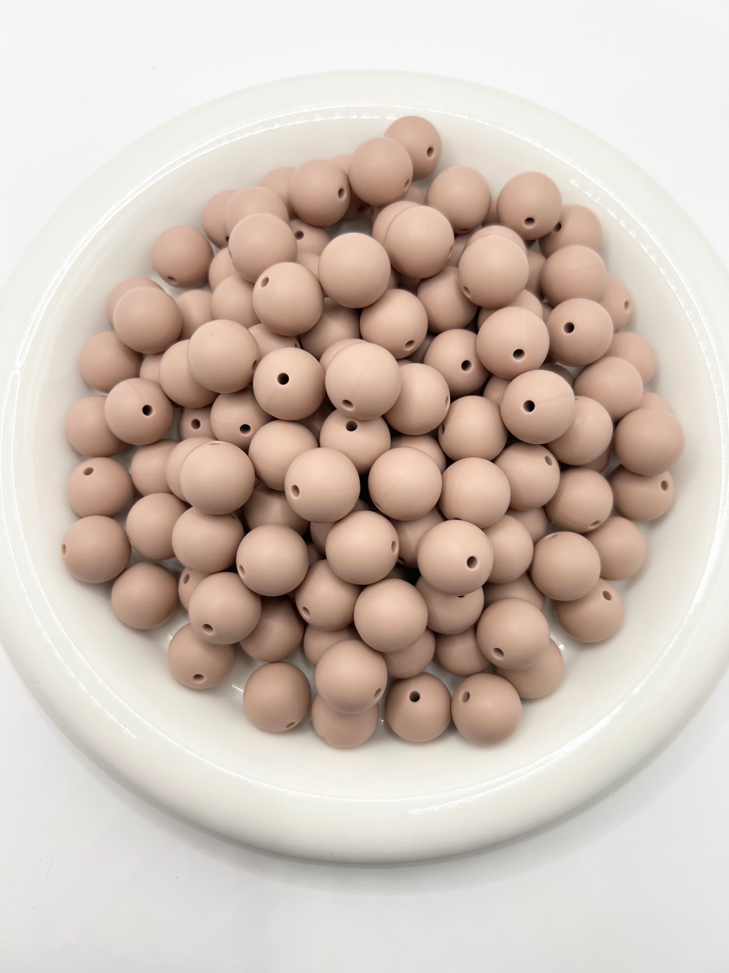 15mm creamy tan solid silicone beads
