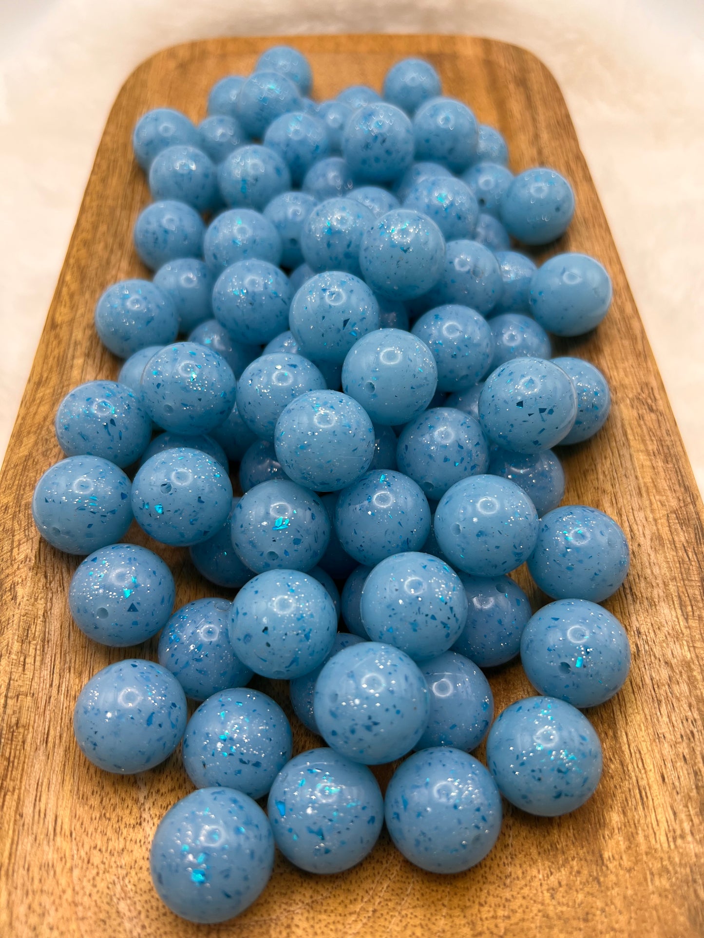 19mm baby blue shiny glitter silicone beads