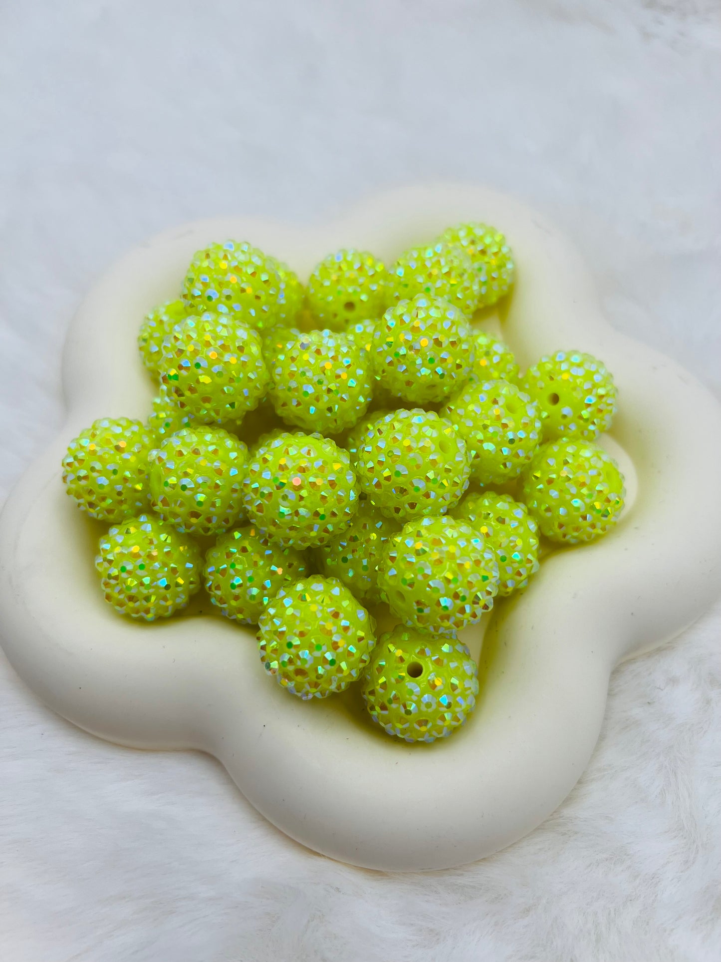 Highlighter yellow 20mm AB rhinestone beads