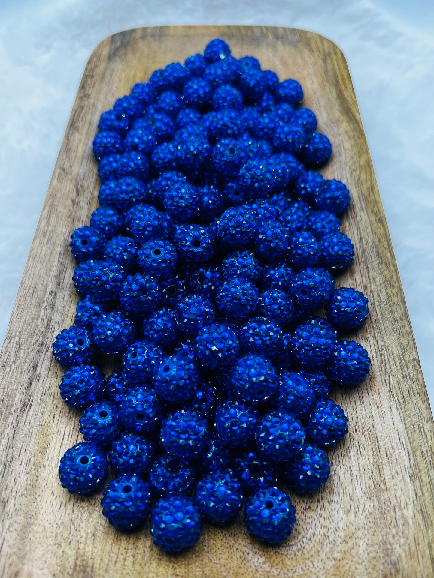 16mm royal blue rhinestone beads