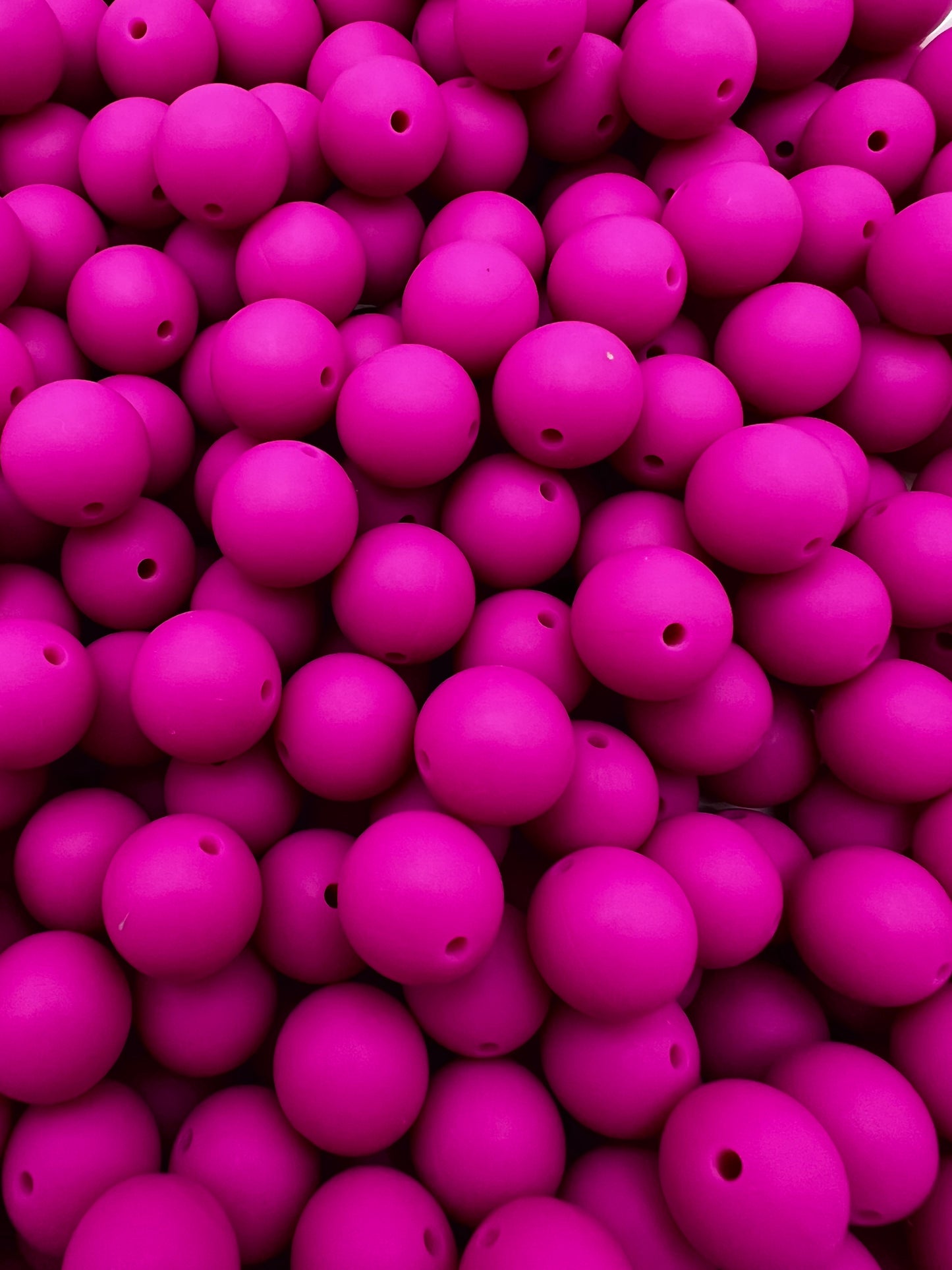 15mm fuchsia pink solid silicone beads
