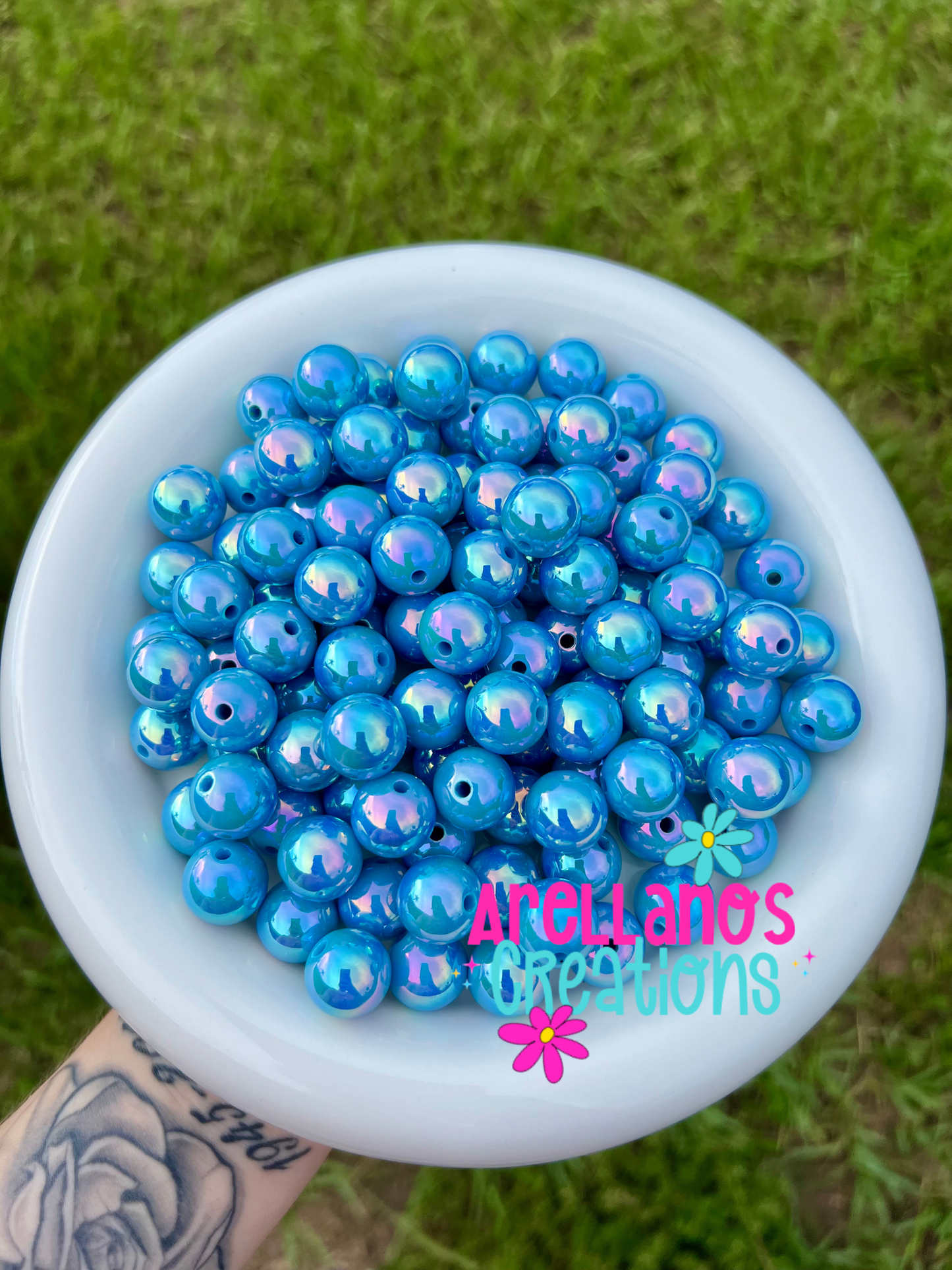 16mm solid iridescent AB acrylic beads (pack of 10)