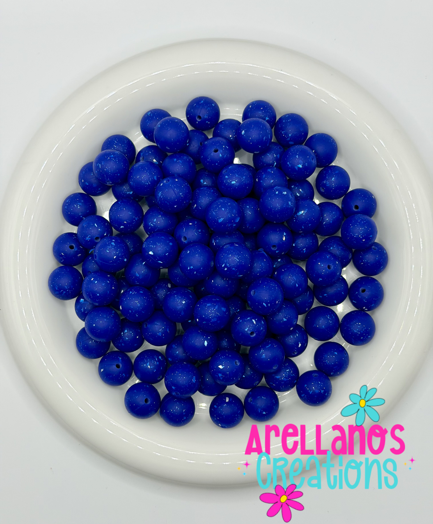 SS-153 15mm Royal Blue Speckled Silicone Bead (1ct)
