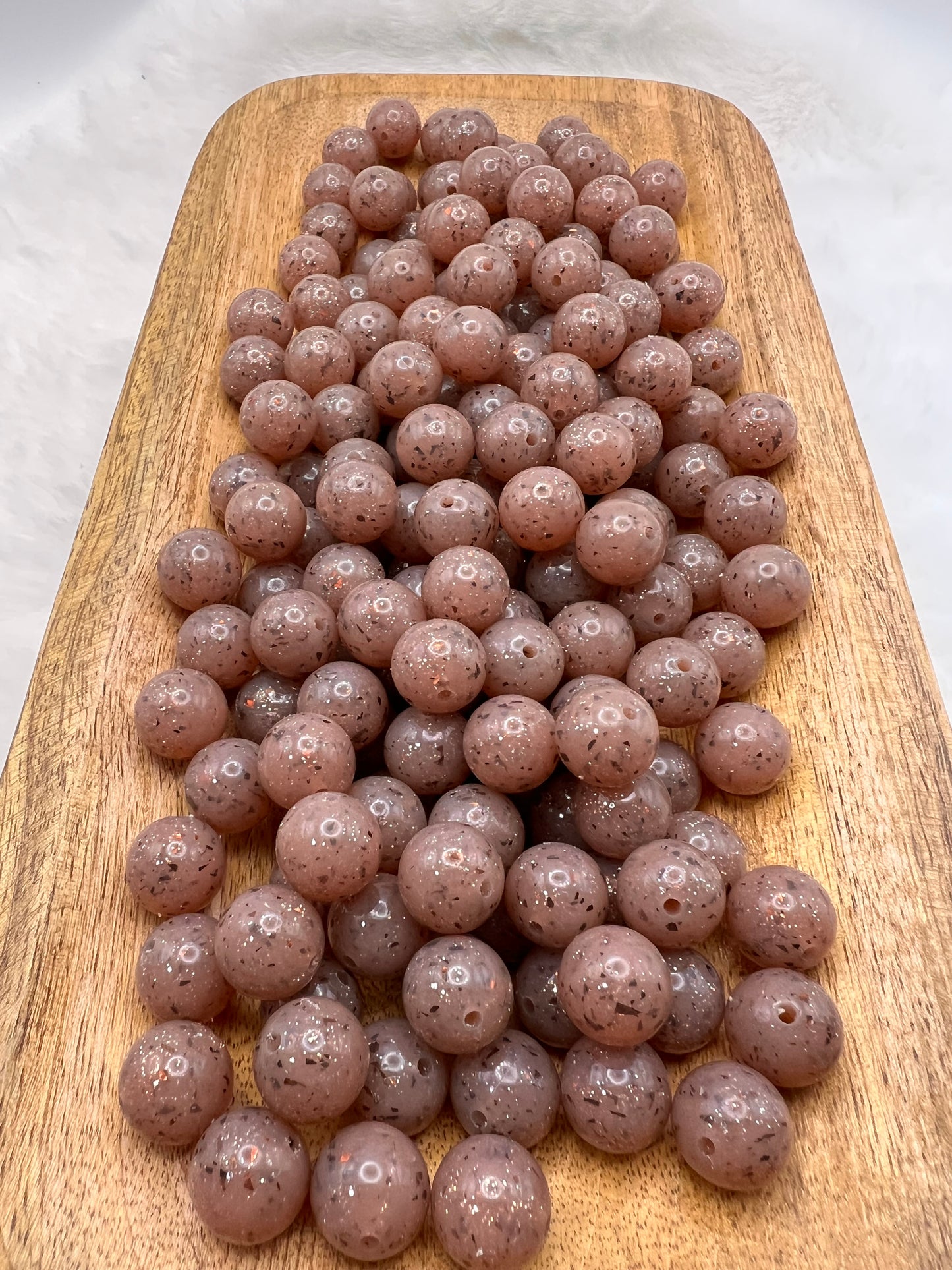 15mm brown shiny glitter silicone beads