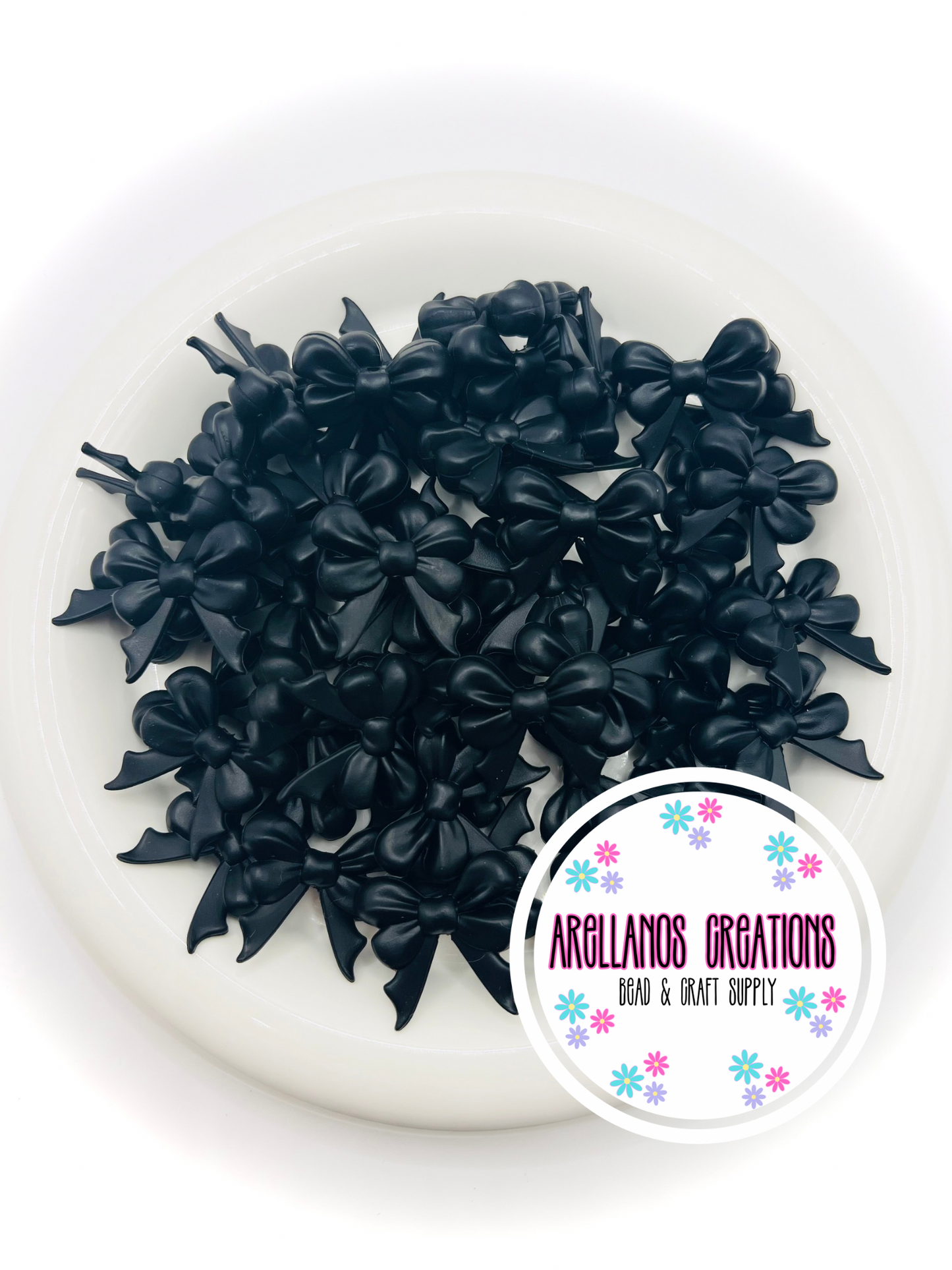 3D black double ribbon W/ tail bow EXCLUSIVE focal