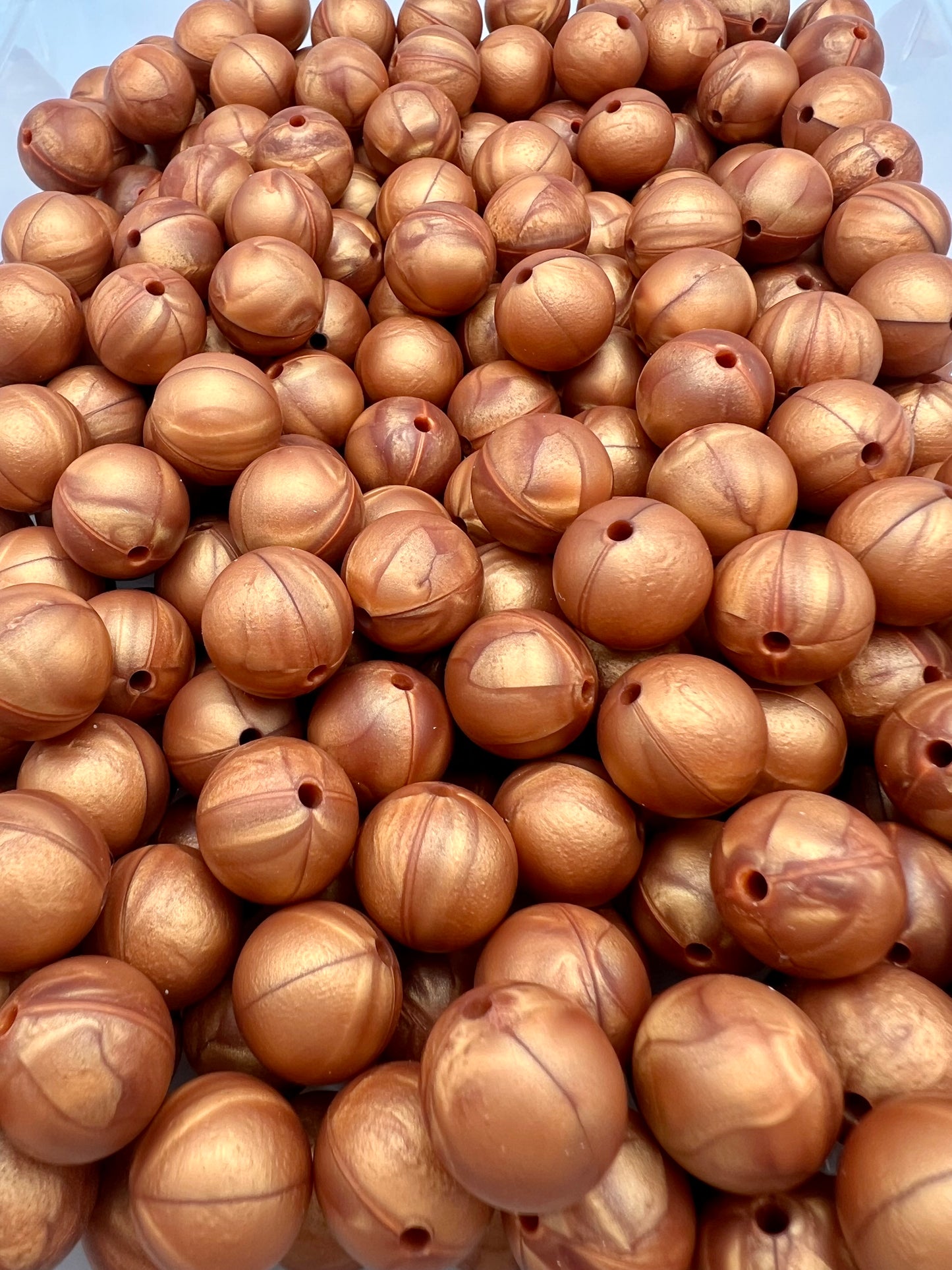 15mm copper swirl solid silicone beads