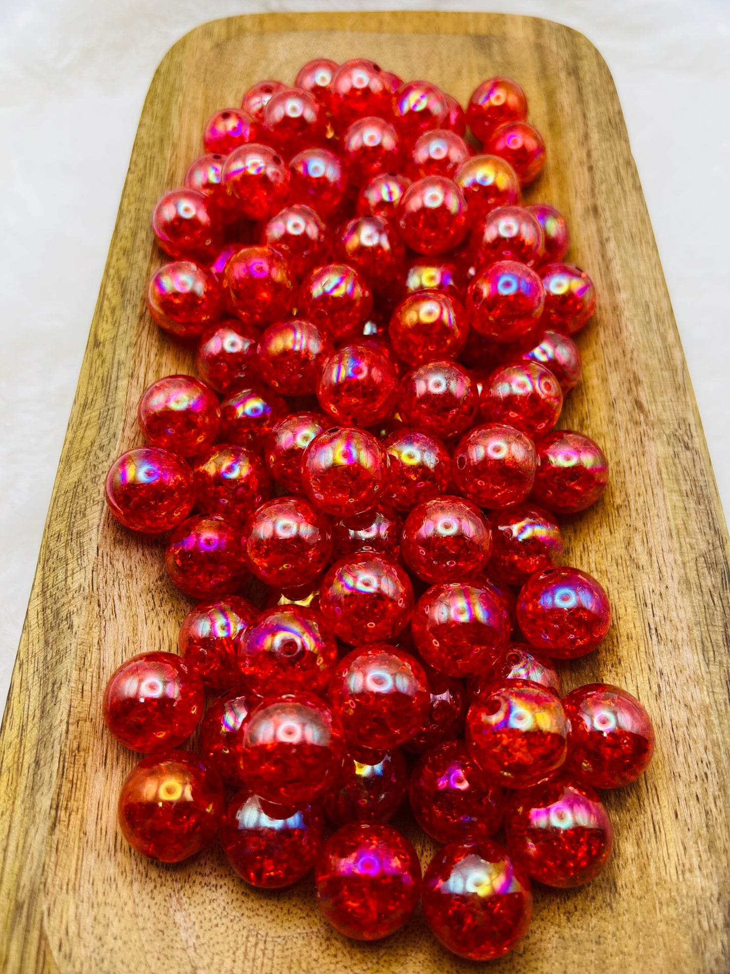 Cherry red 20mm crackle beads