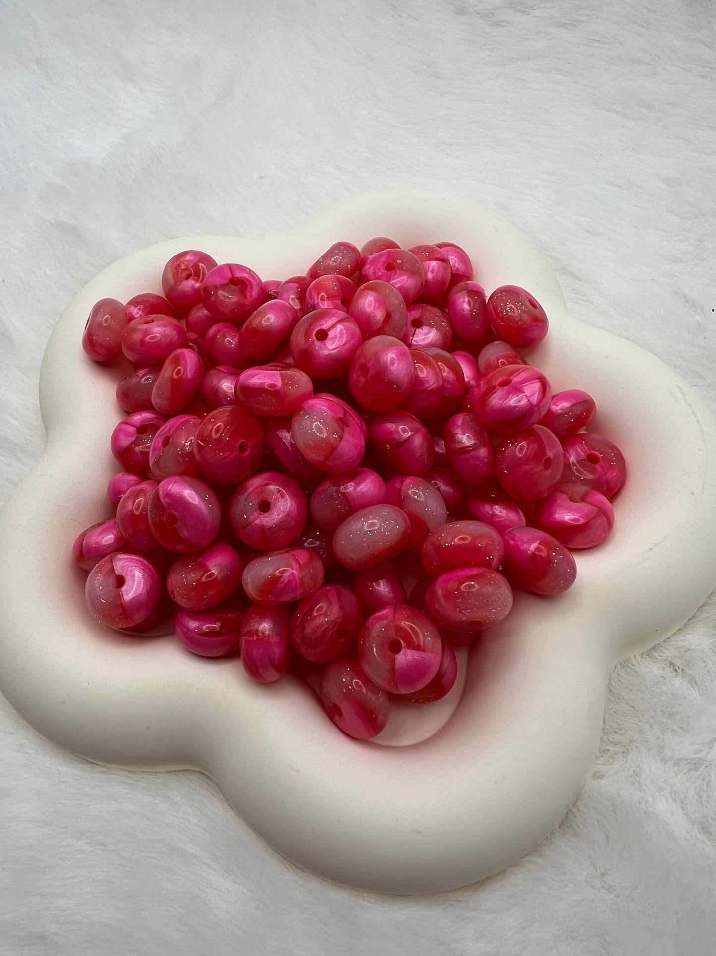 14mm hot pink shiny glitter swirl silicone abacus spacers