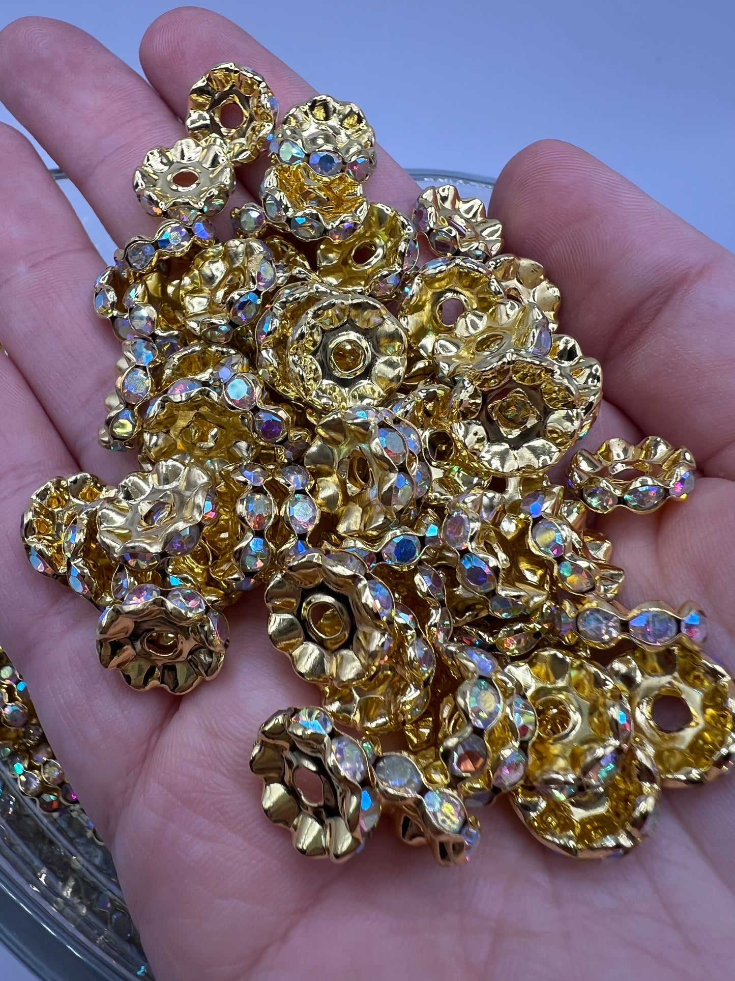 12mm Wavy Rhinestone Spacers - 10 Pack