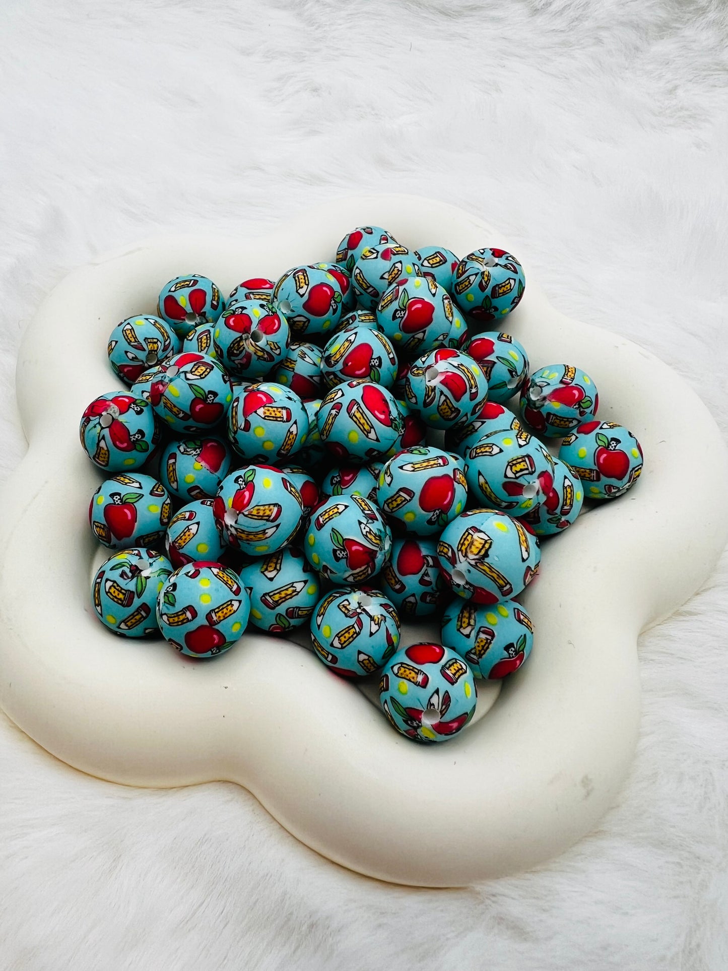 15mm teacher life print silicone beads
