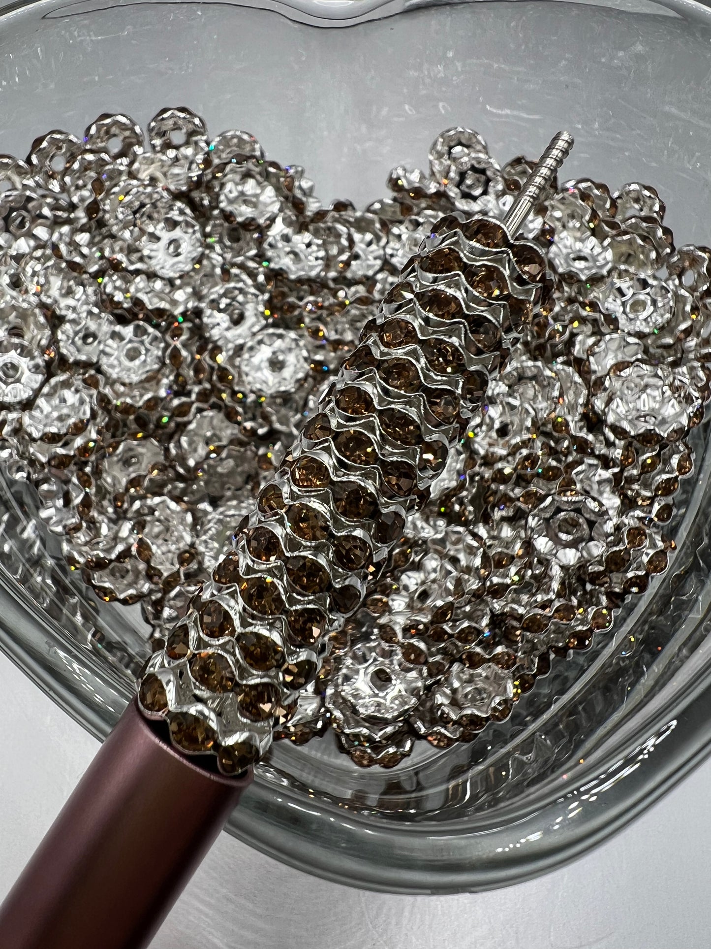 12mm Wavy Rhinestone Spacers - 10 Pack