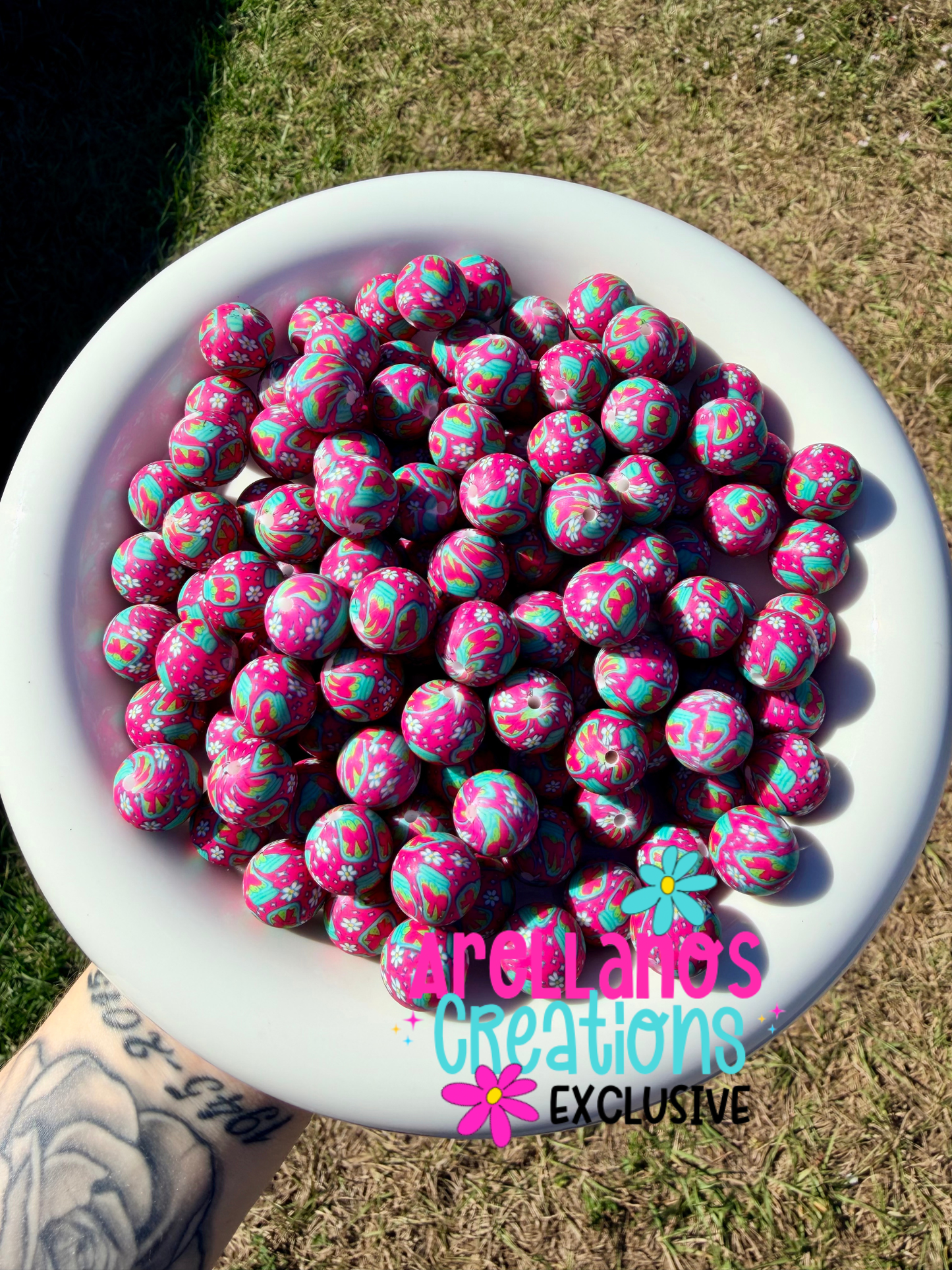 15mm hot pink pickle jar printed silicone beads EXCLUSIVE (1PC)