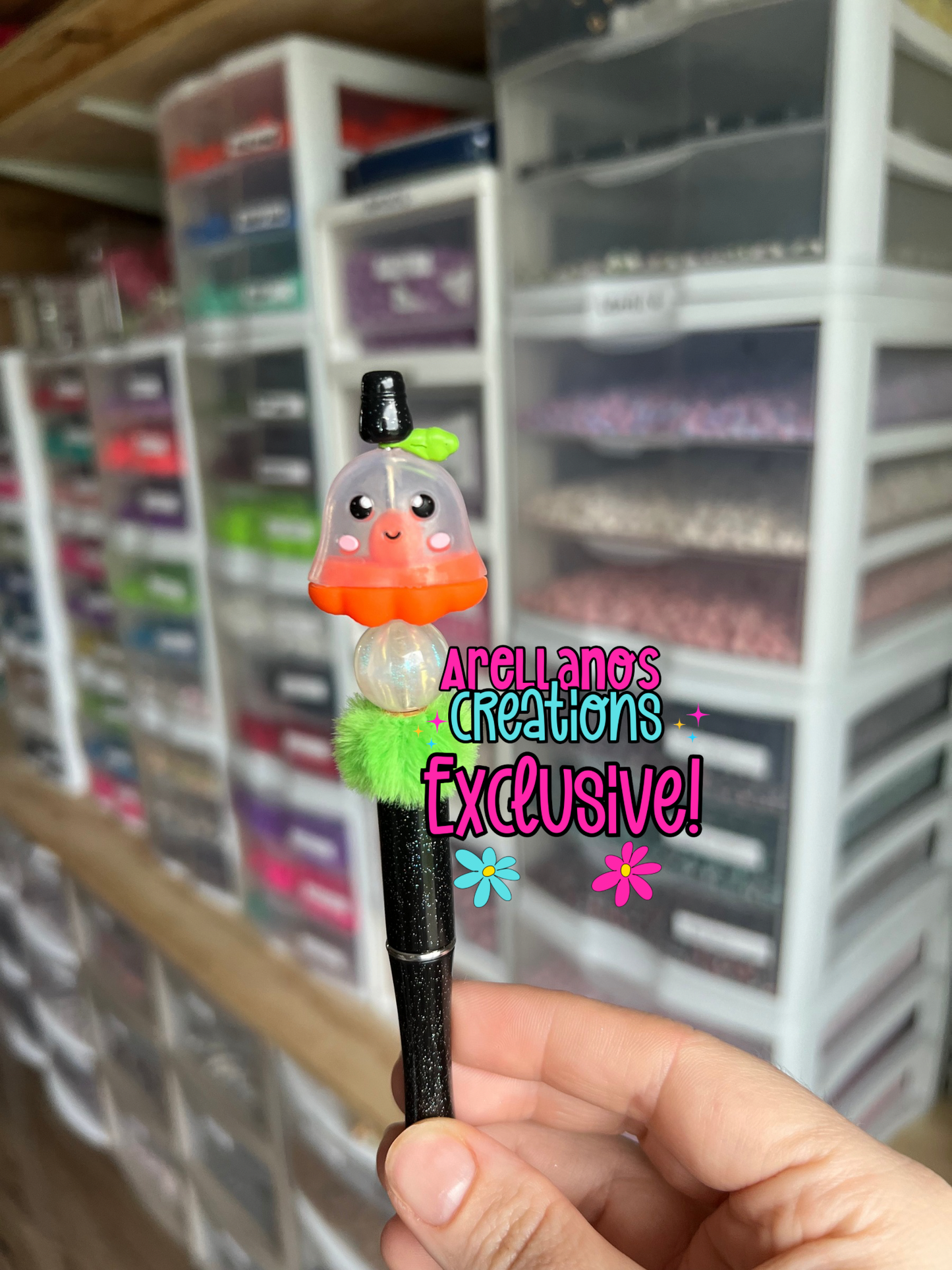 3D Pepe the pumpkin ghost EXCLUSIVE focal (glows glitter in the dark)