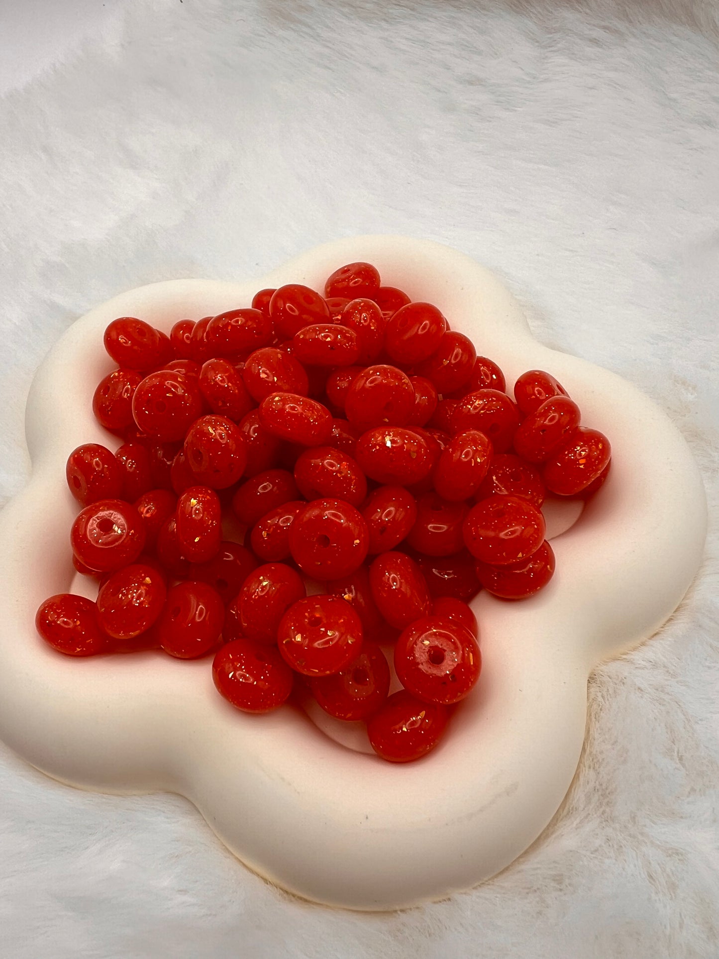 14mm cherry red shiny glitter silicone abacus spacers