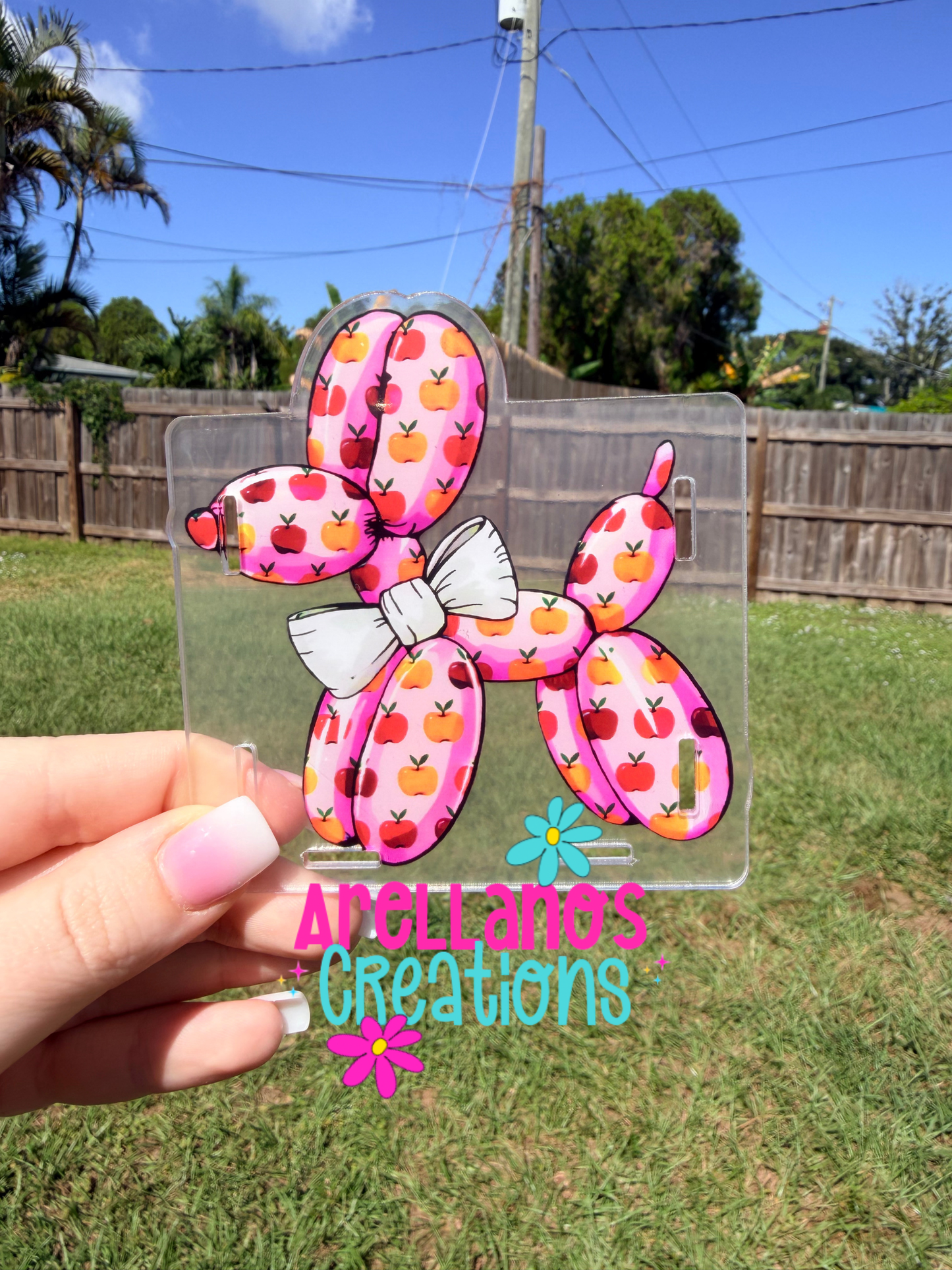 Colorful apple balloon dog - acrylic pen holder