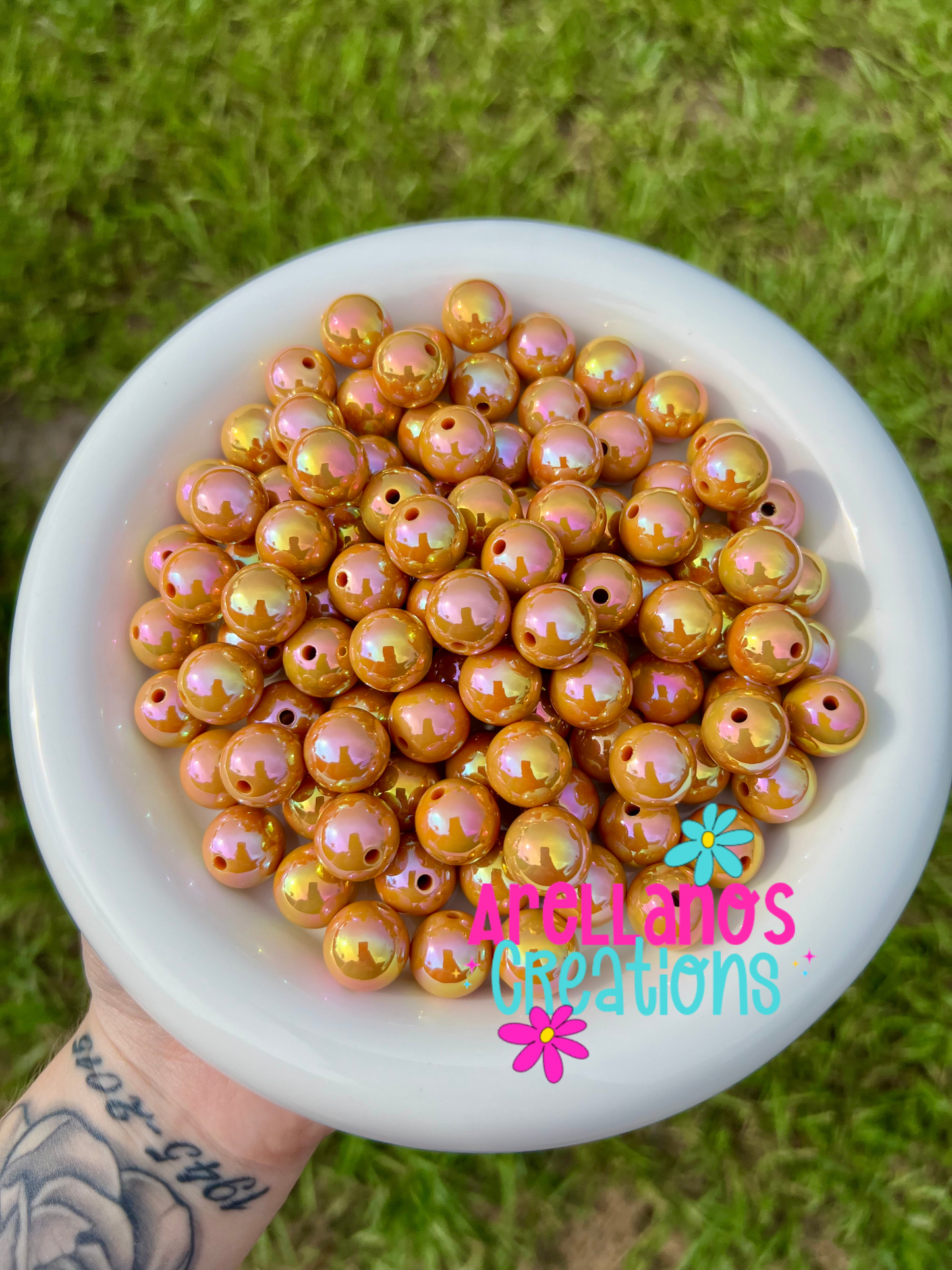 16mm solid iridescent AB acrylic beads (pack of 10)