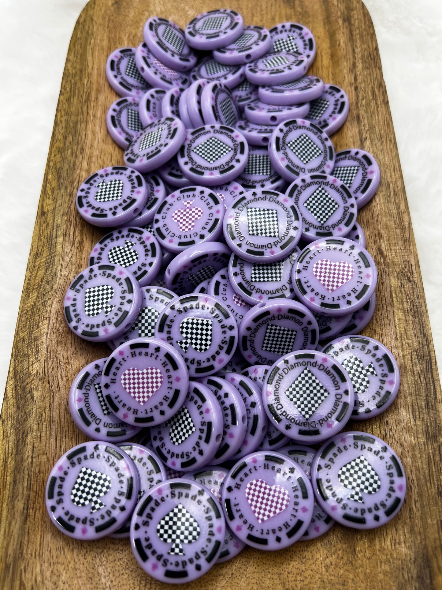 Purple acrylic poker chip bead mix (pack of 5) 22mm