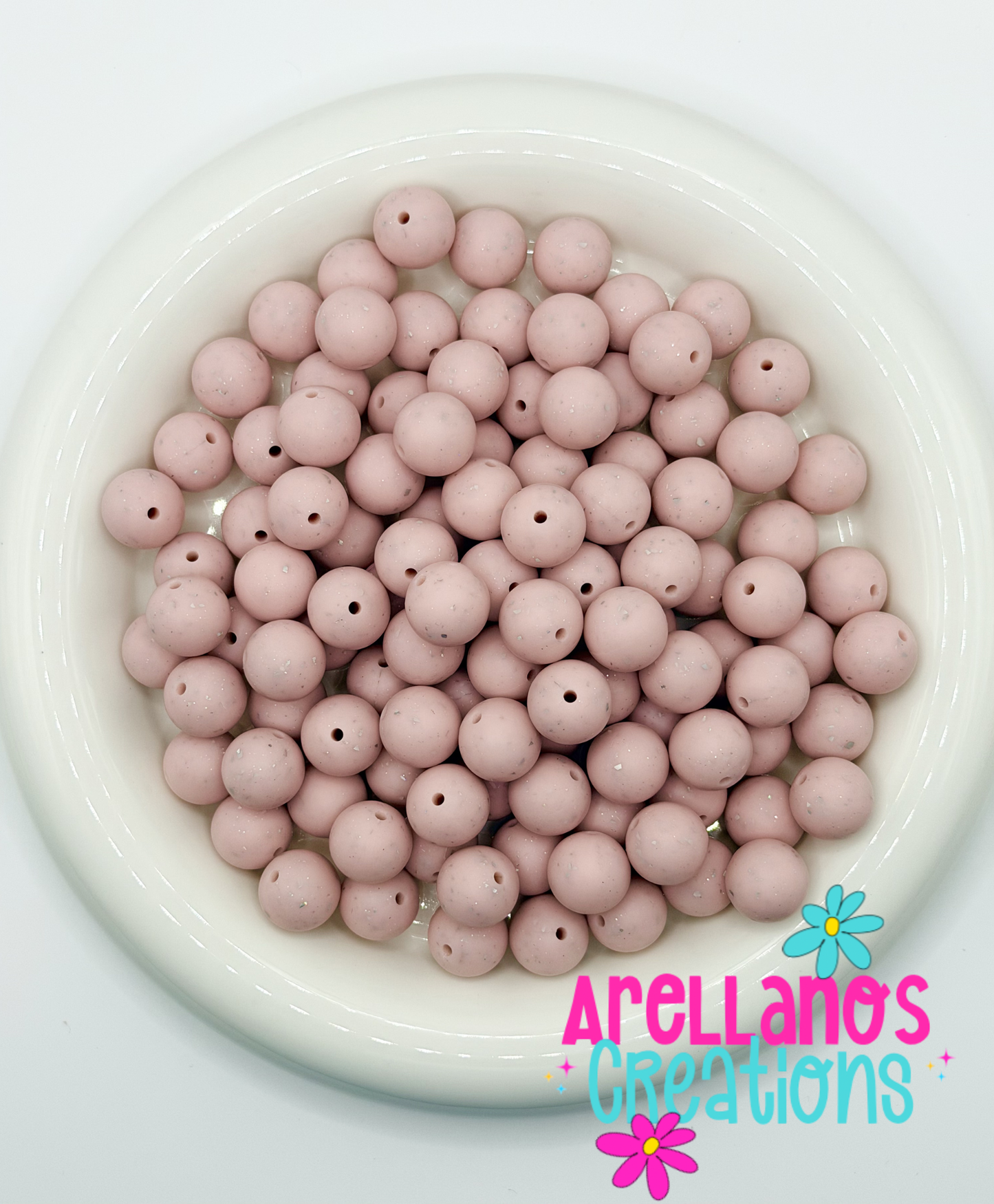SS-149 15mm Pale Pink Speckled Silicone Bead (1ct)
