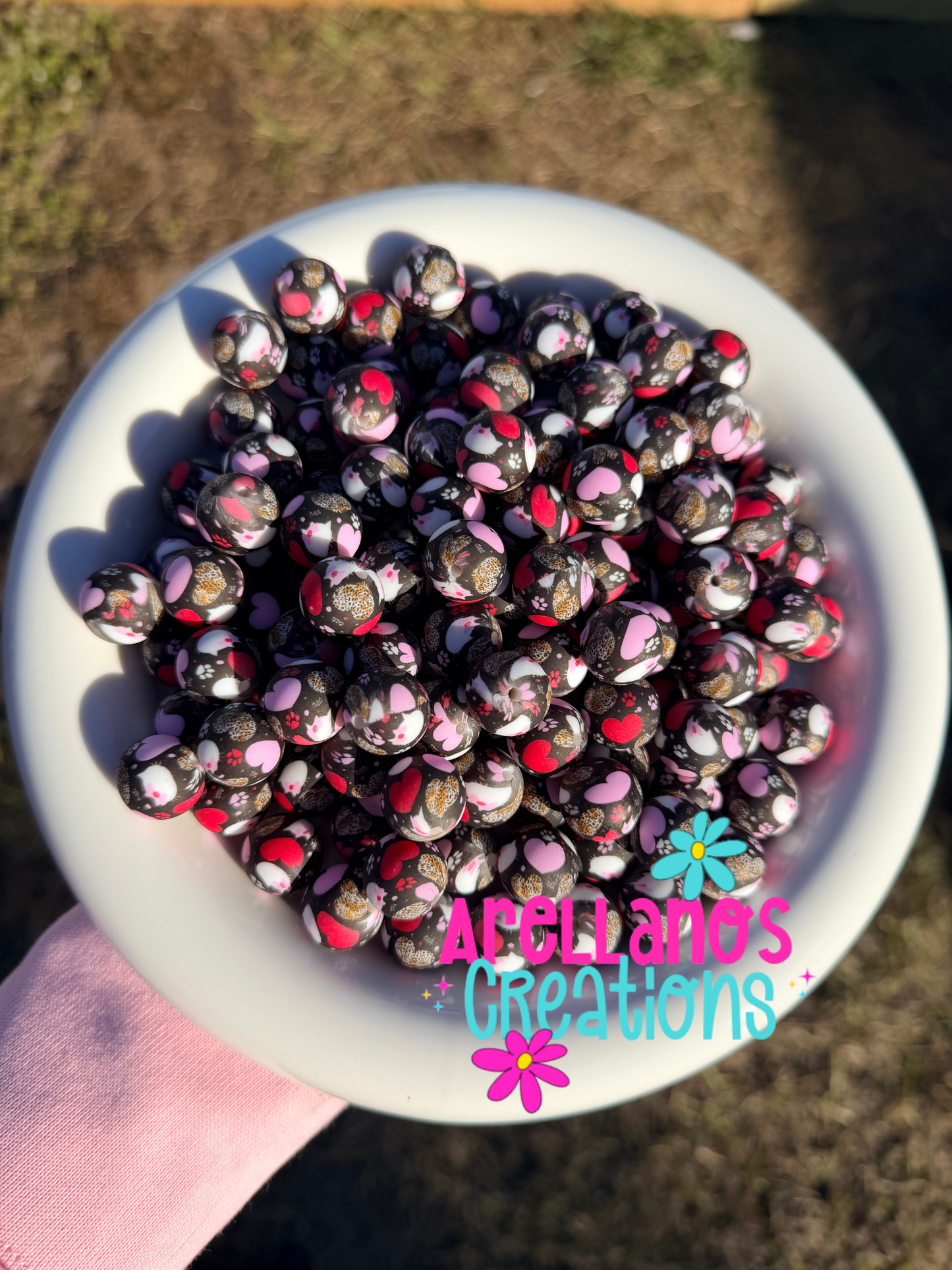 SP-214 Dark Cheetah Hearts Silicone Beads (1PC)